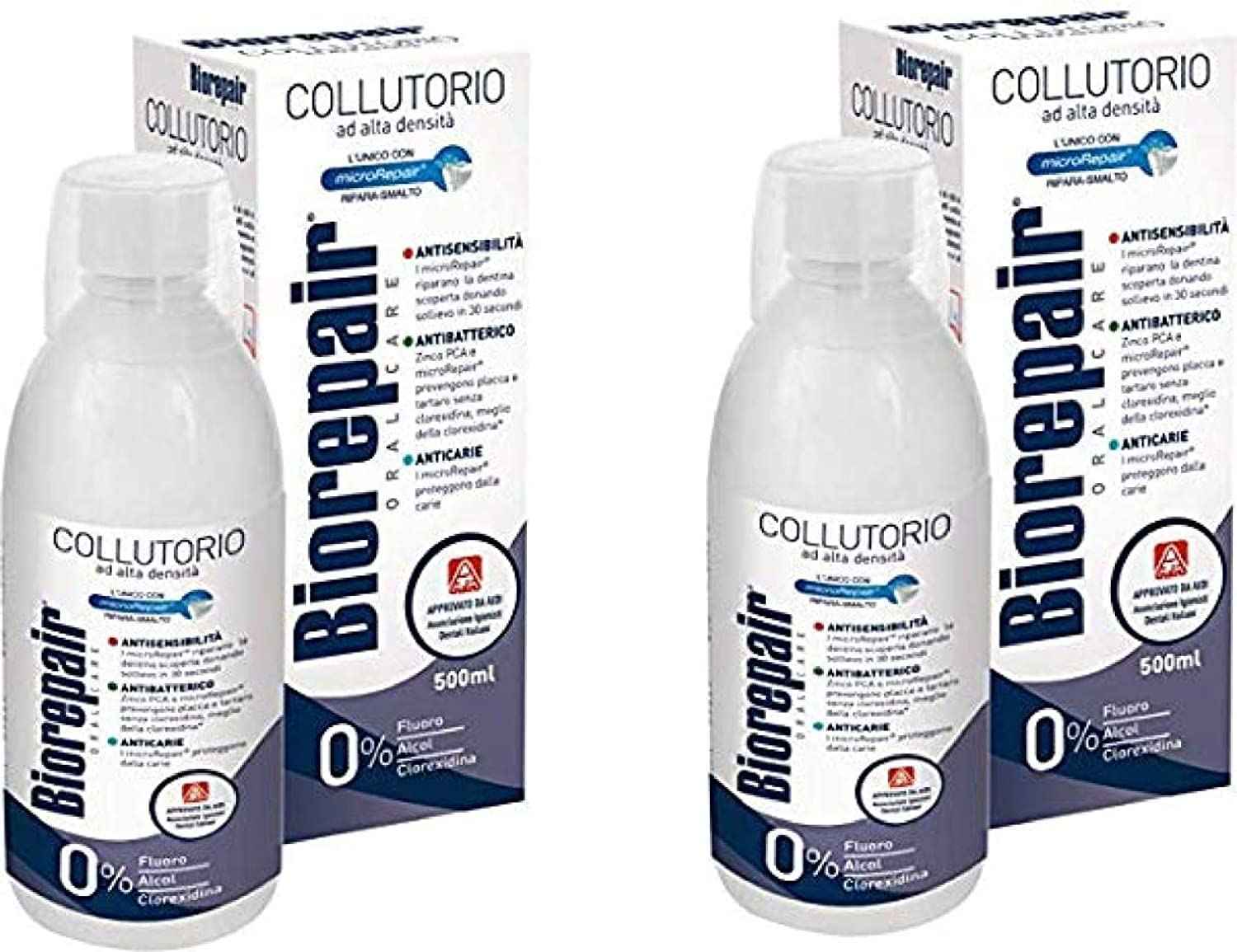 Biorepair Collutorio Mouthwash 500ml/16.9 fl.oz Pack of 2