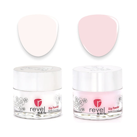 Revel Nail Dip Powder - Clear and Pink Powder Dip Nail Polish, Chip Resistant Dip Nail Powder with Vitamin E and Calcium, DIY Manicure, Vivien & Erica