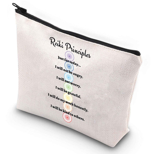 G2TUP Reiki Master Yoga Teacher Makeup Bag Just for Today Inspirational Spiritual Gifts Reiki Chakra Healing Zipper (Just for Today)