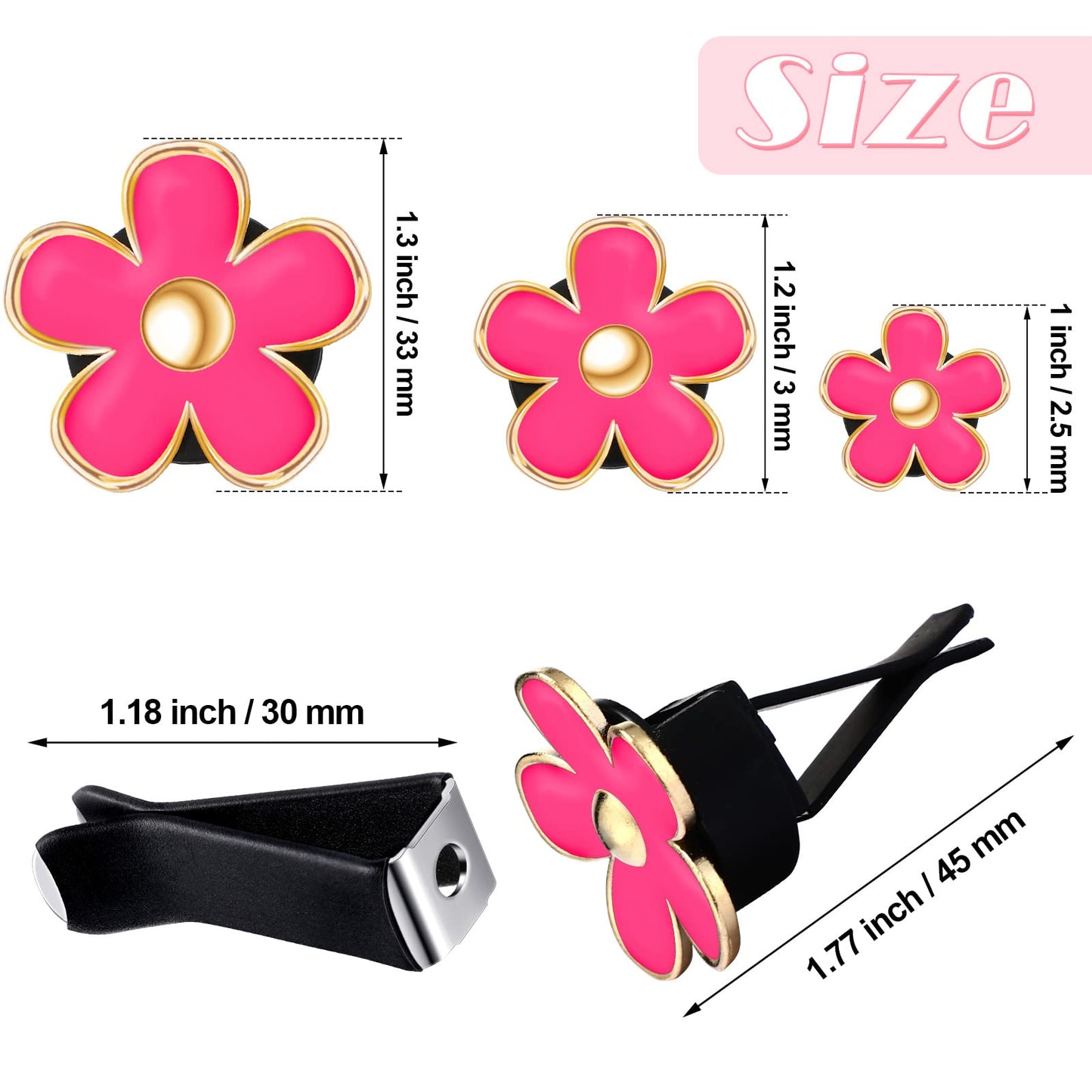 Frienda 6 Pcs Daisy Flower Air Vent Clip Air Freshener Outlet Clip Car Air Conditioning Clip Charm Car Inter Decor(Red, 2.5 cm, 3 cm, 3.3 cm)