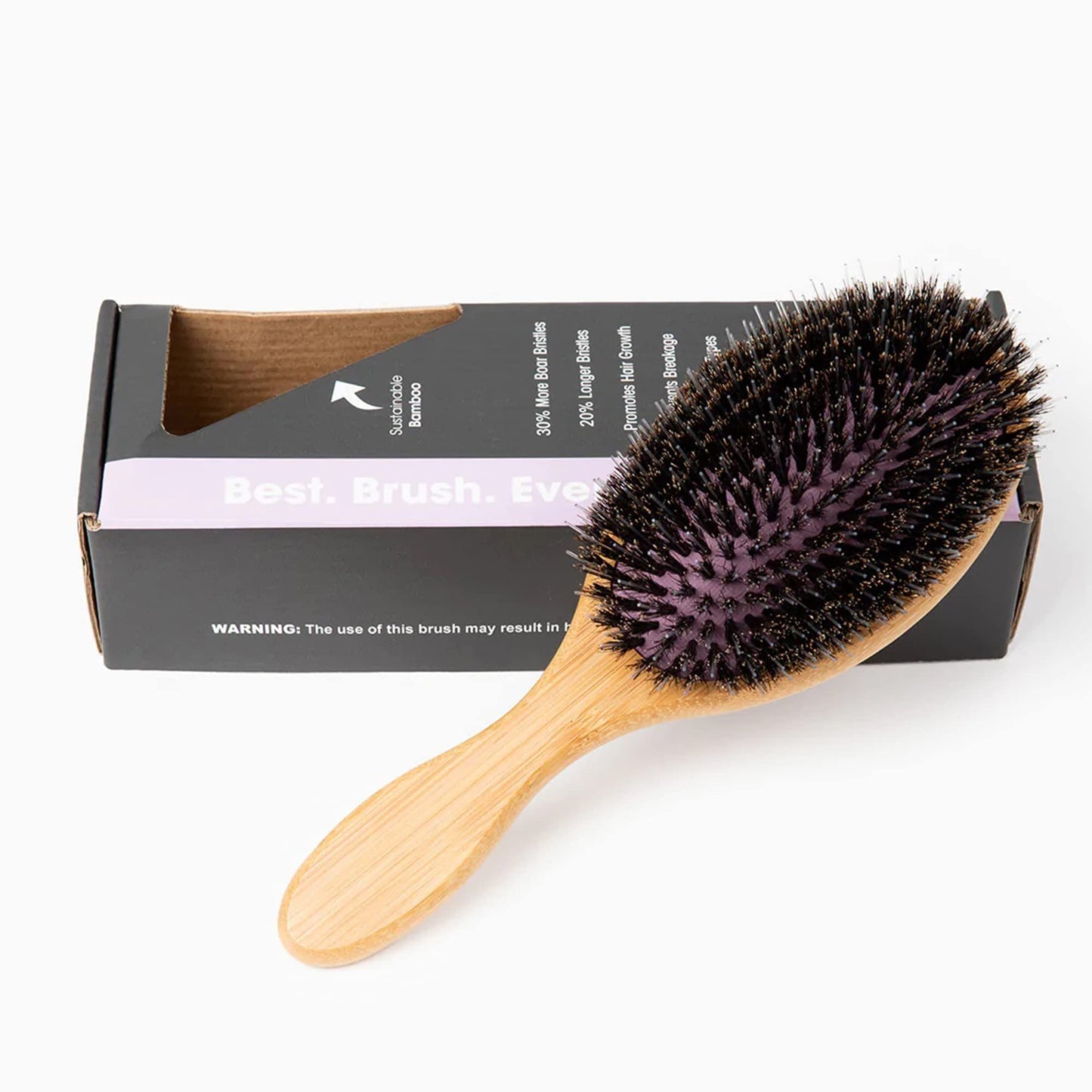 Controlled Chaos Boar Bristle Hair Brush–Wooden Bamboo Hair Brush for Women & Men, Detangling Brush for Any Hair Type-Eco Friendly Curly Hair Brush