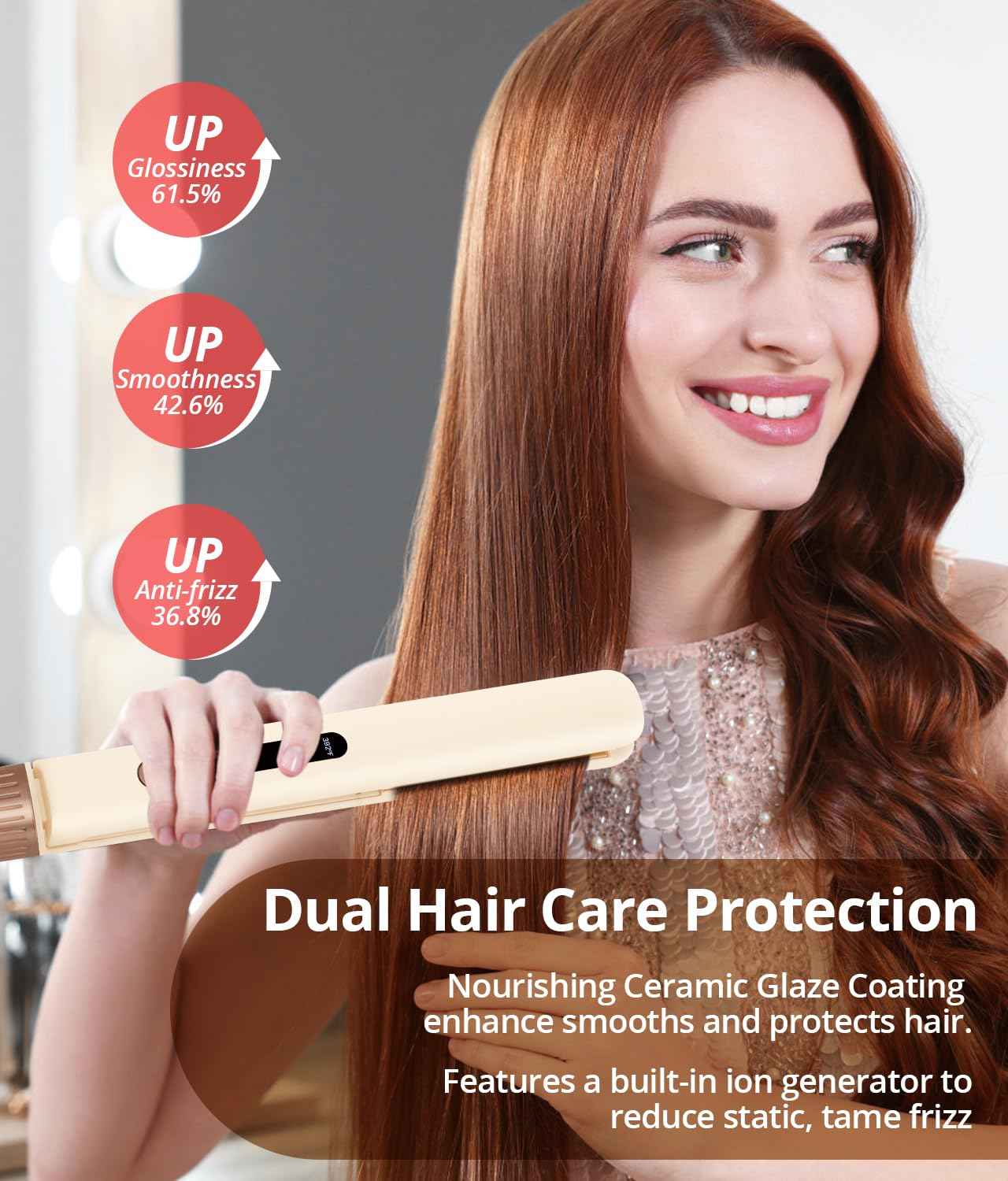 2-in-1 Hair Straightener and Curling Iron, 1" Ceramic Flat Iron & Curling Wand with Ionic & Plant Coating, 6 Adjustable Temperatures, Automatic Shut-Off, Reduces Frizz for Shinier, Smoother Hair