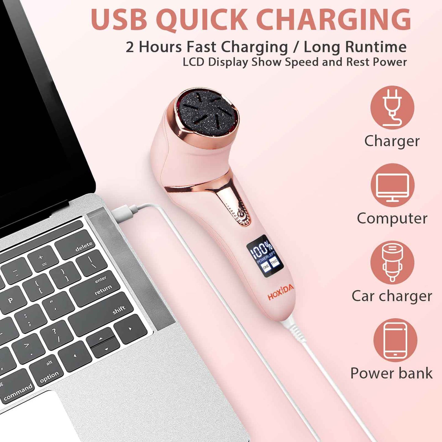 Electric Callus Remover for Feet (with Dander Vacuum Cleaner), Rechargeable Foot Callus Remover Pedicure Tools Foot File, Professional Foot Care Kit Deadskin Remover with 9Heads&2Speed,LCD Display