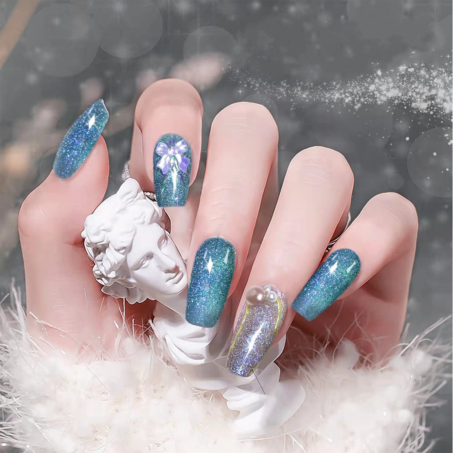 senvenski Diamond Gel Nail Polish Fantasy Stars Glitter Reflective Crystal Galaxy Shining Starrily Sparkle Soak Off Gift Set UV LED Art Varnish Kit (CS1-004)