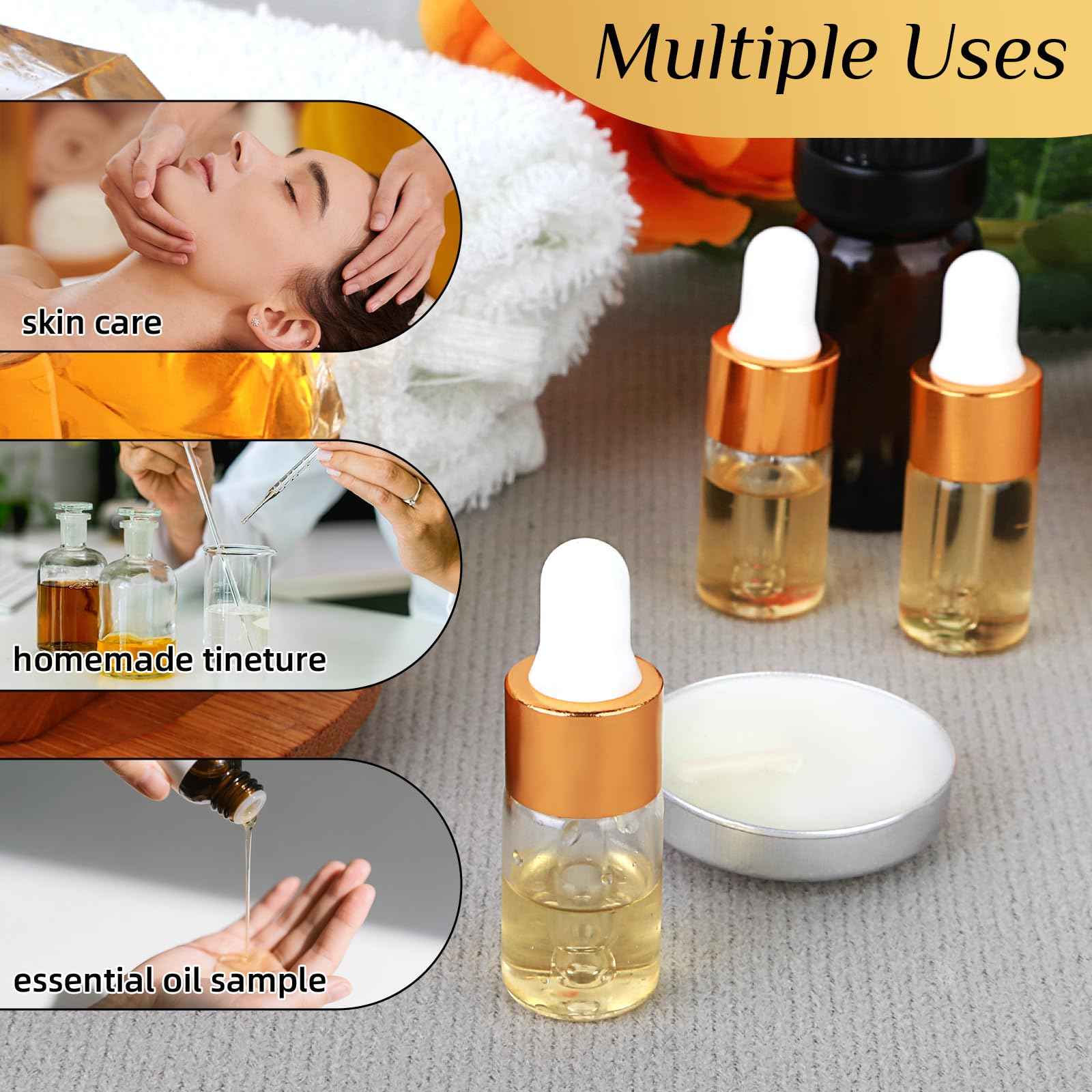 AGZHTYJQ 36pcs 3ml Mini Cuticle Oil Dropper Bottle Serum Travel Container Clear Glass Dropper Bottle For Perfume Cosmetics Liquid Aromatherapy Lab Sample Bottles With 2 Droppers