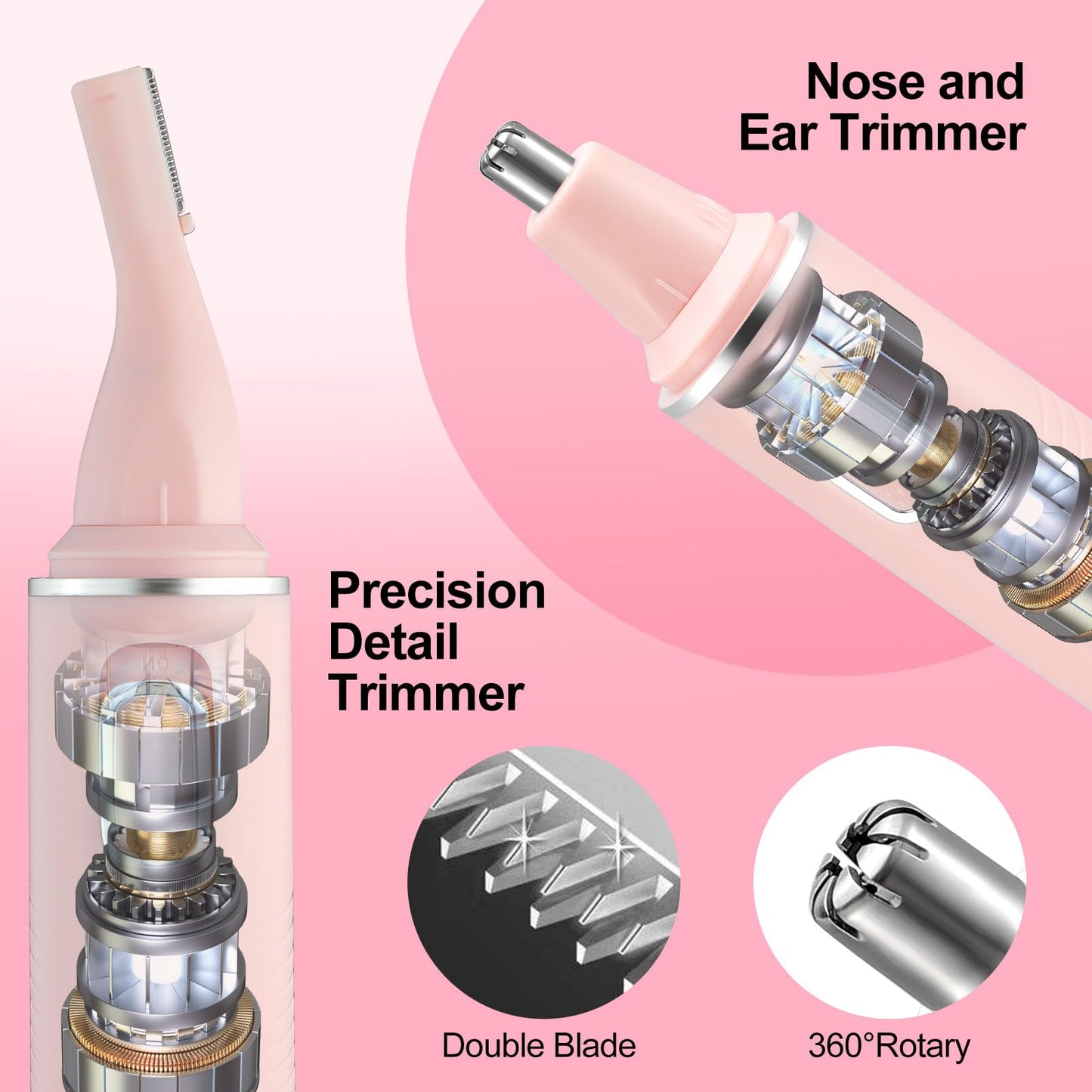 AREYZIN Nose Hair Trimmer for Women & Eyebrow Trimmer-2024 Professional Painless Ear and Nose Trimmer Nasal Hair Clipper, Powerful Motor, IPX7 Waterproof, Dual Edge Blades