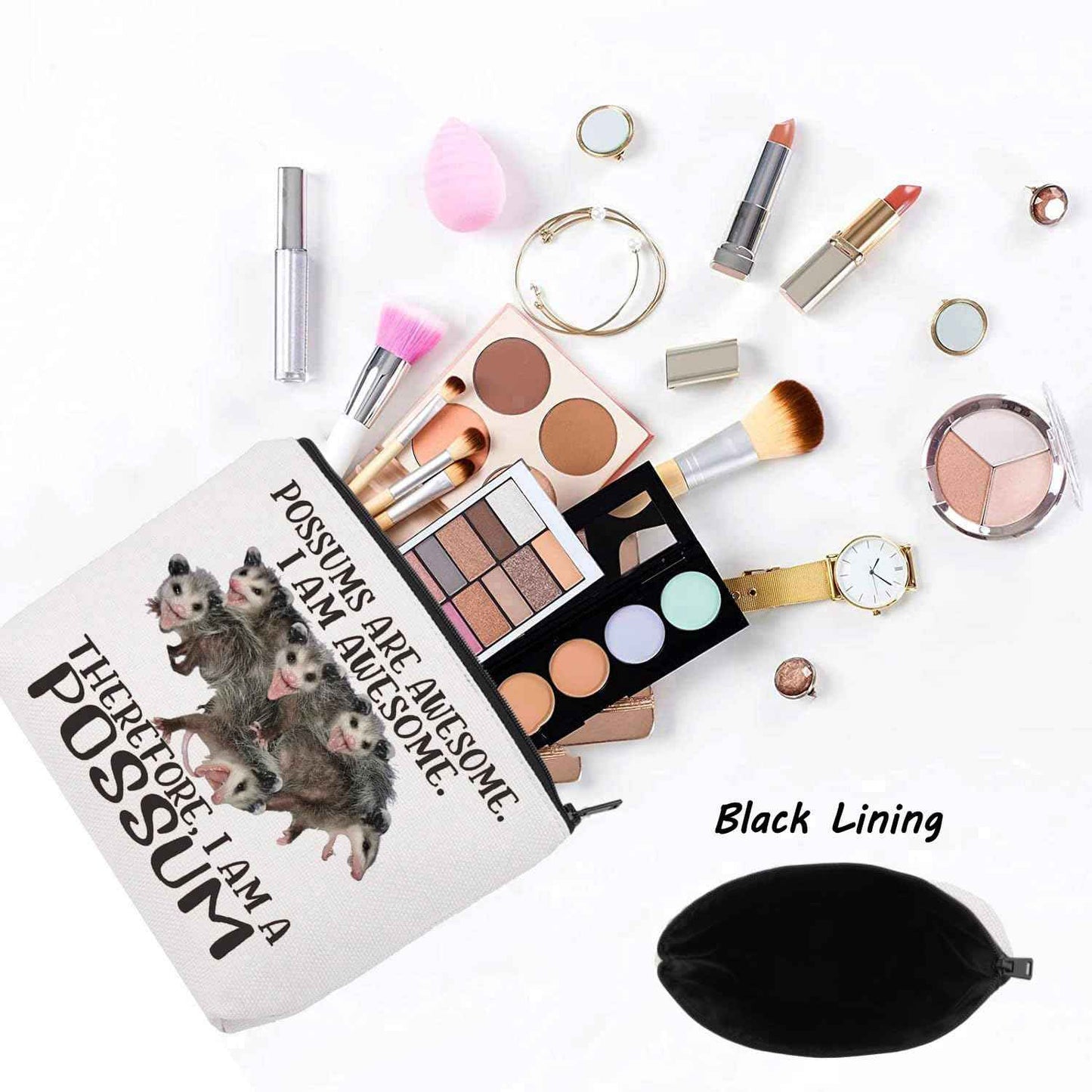 LEVLO Possum Cosmetic Makeup Bag Possum Lover Gift Possums Are Awesome Makeup Zipper Pouch Bag For Possum Fans (Possums Awesome)