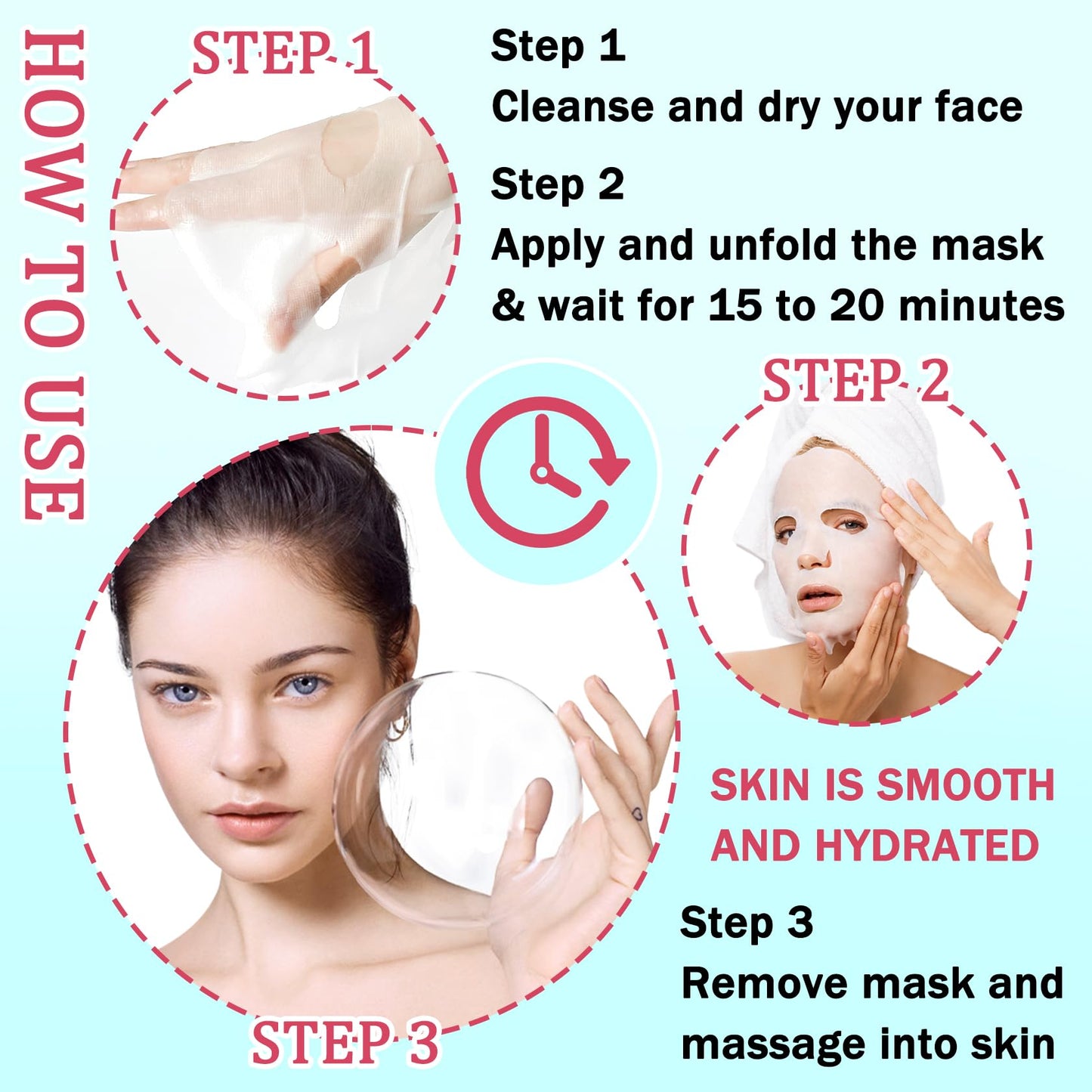 3PCS Face Sheet Mask Skin Care,Hydrating Face Sheets Masks Bulk Gift Set,Moisturizing Long-lasting Sheet Face Masks Skincare for Women,Facial Sheet Mask for All Skin Types