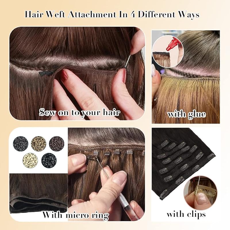 Hand Tied Weft Hair Extensions 12" 80g Ash Blonde Highlights
