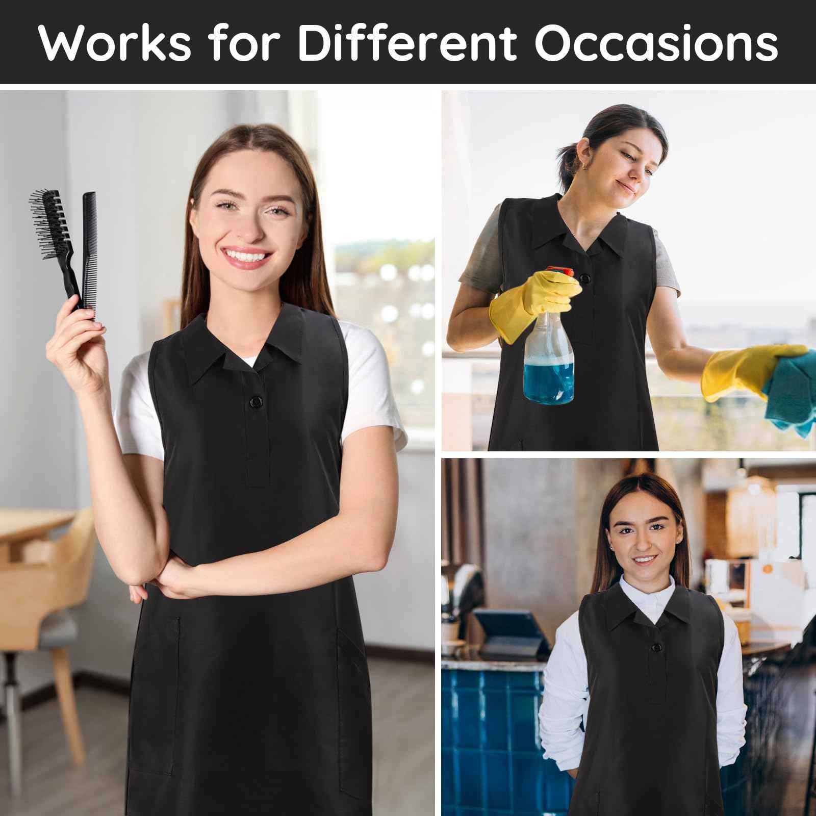 Segbeauty 2pcs Black Hair Stylist Apron for Salon, Barber Cape Hairdresser Vest Apron with Pockets, Hairstylist Aprons for Women Men, Hair Stylist Essentials Supplies Must Haves Work Aprons Medium