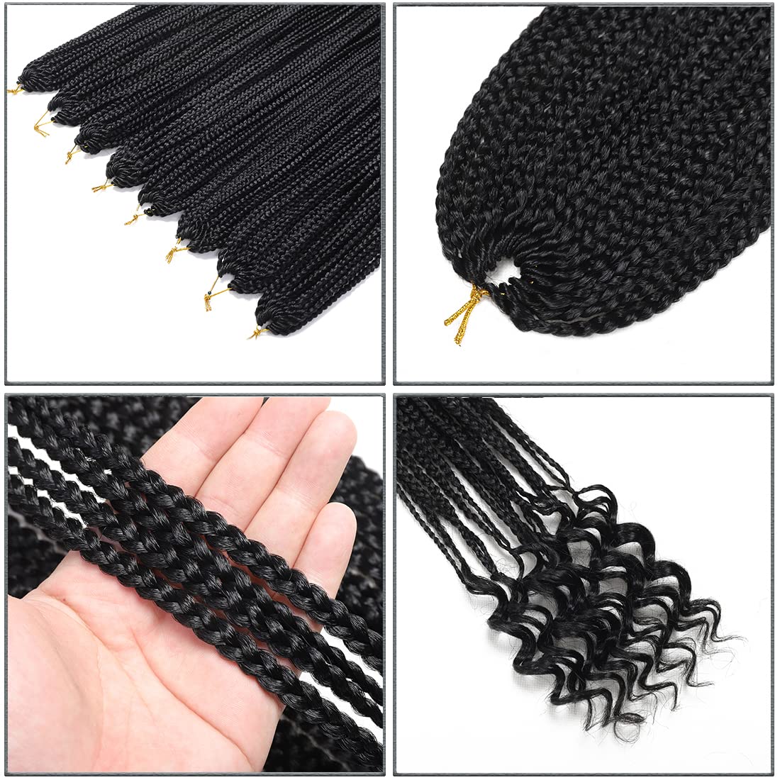 8 Packs 24 Inch Crochet Box Braids Hair with Curly Ends Pre Looped Crochet Braids Goddess Box Braids Crochet Hair Extensions Braiding Hair