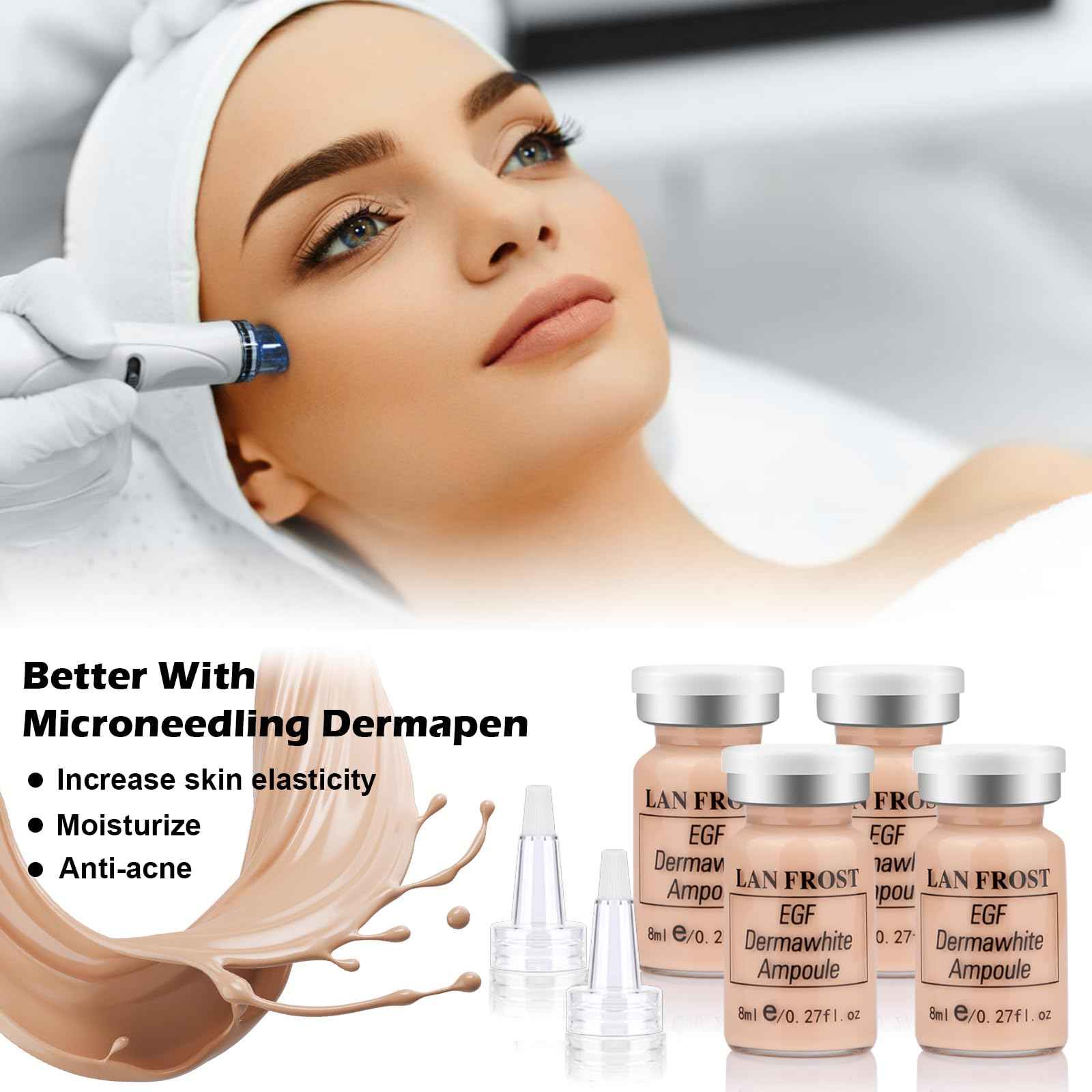 TRESSON BB Facial Glow Serum Starter Kit Hyaluronic Acid Essence Foundation Skin Care Kit 0.27oz 12 Vials, Combined With Niacinamide and Peptides To Skin Tone Anti-Aging Foundation Light Rose #3