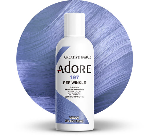 Adore Semi Permanent Hair Color - Vegan and Cruelty-Free Purple Hair Dye - 4 Fl Oz - 197 Peri Winkle (Pack of 1)