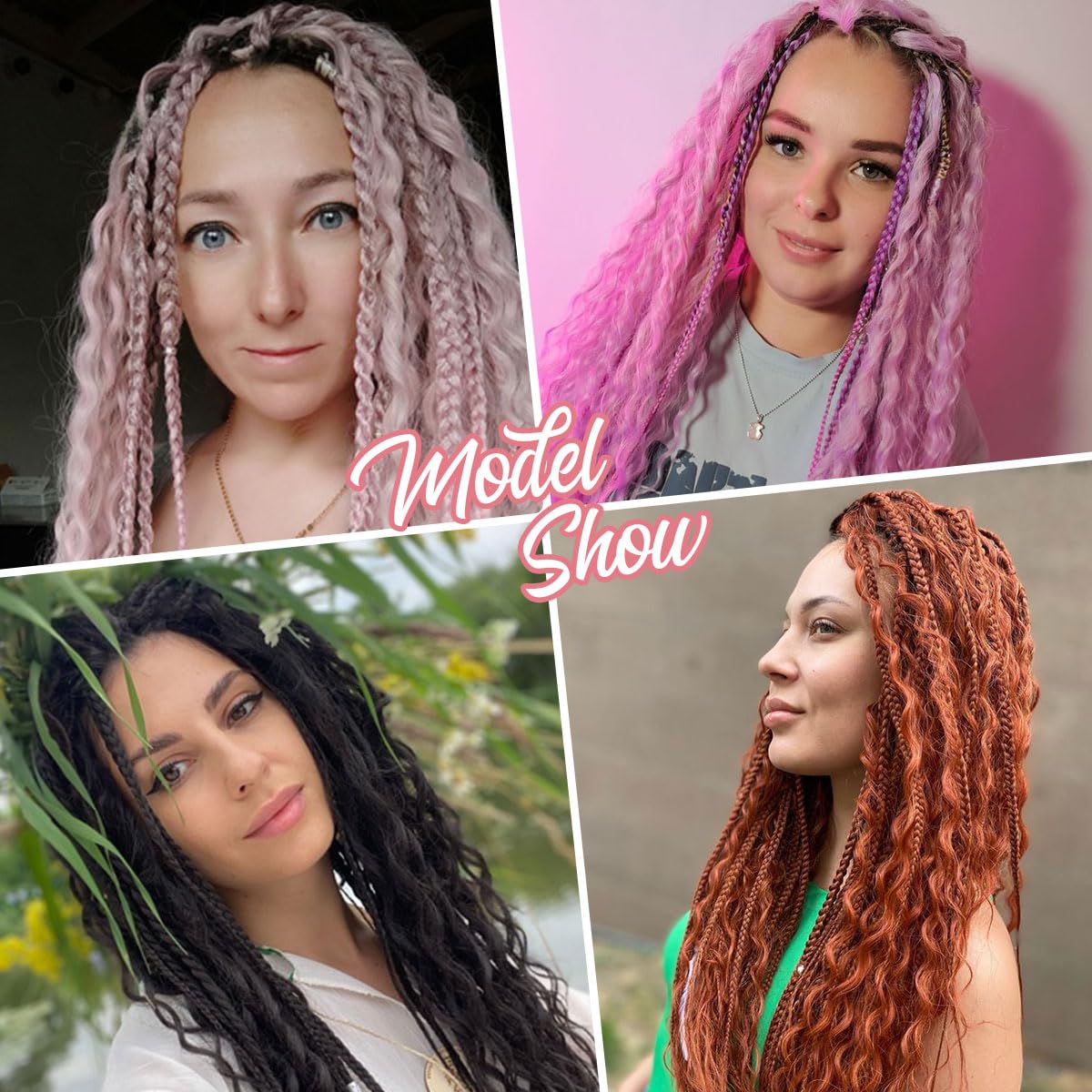 24 Inch Clip in Dreadlock Hair Extensions 10Clips 40 Strands Mixed Synthetic Dreads Extensions for Women,Handmade Soft Straight Boho Wavy Dreads, 350 Red