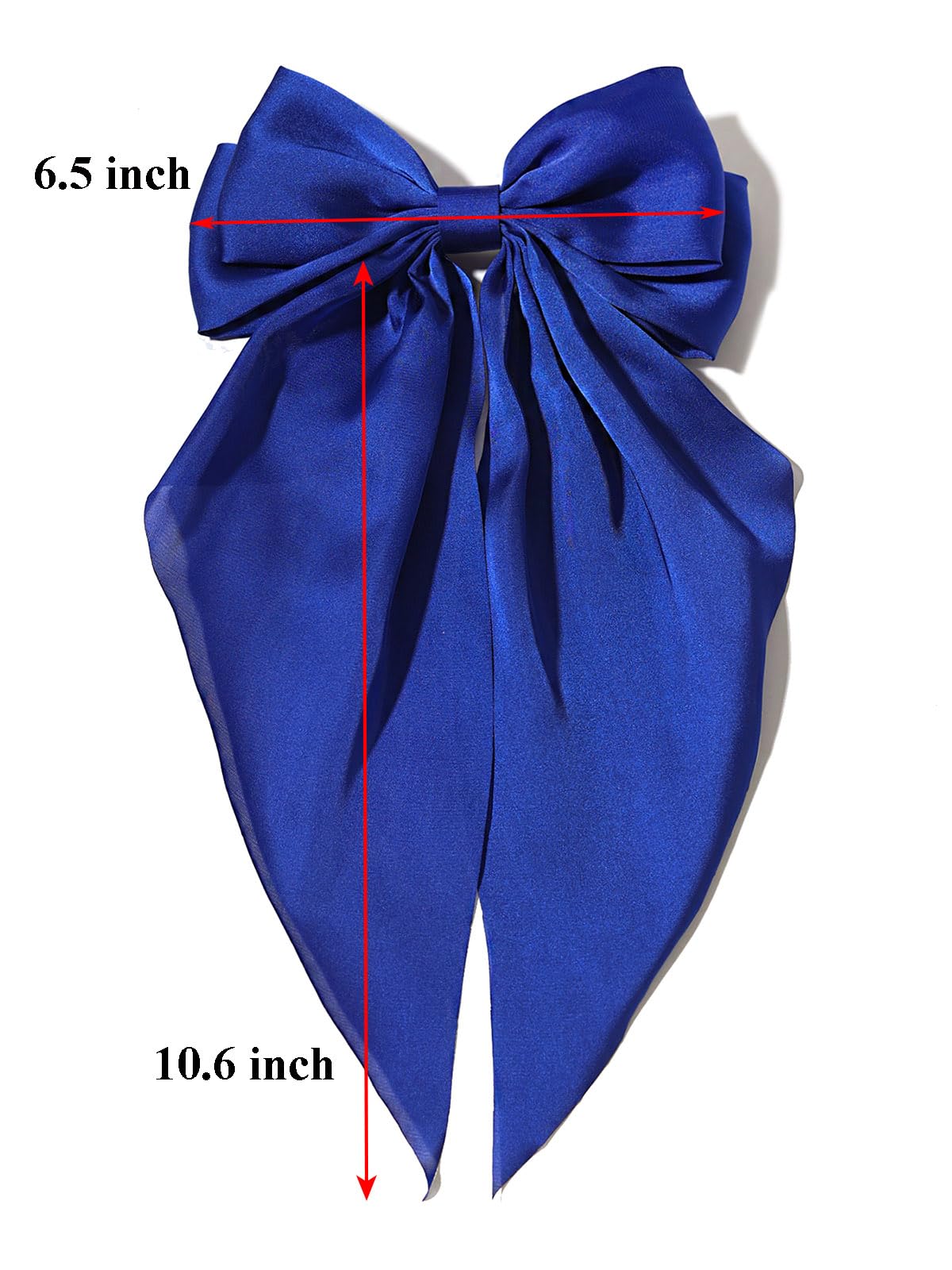 Furling Pompoms Hair Bows for Women - Pack of 2 Royal Blue Hair Bow Clips for Girls Satin Big Bows Long Tail Alligator Clip Ribbon Hair Barrette Hair Accessories for Bridal Bachelorette Party