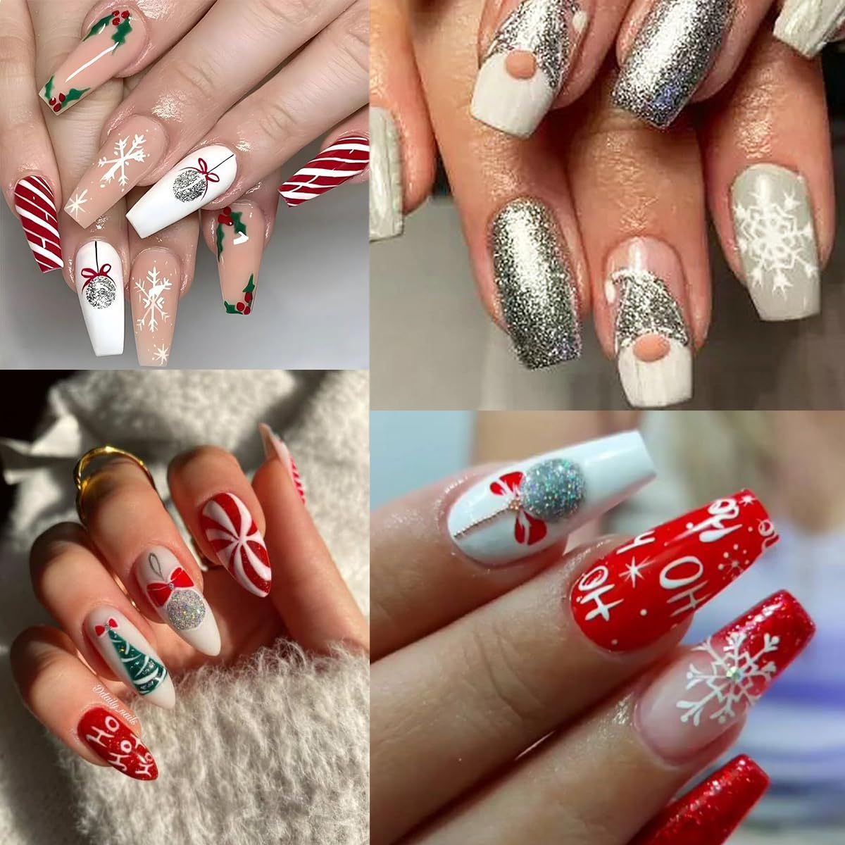 8 Sheet Christmas Nail Stickers for Nail Art 3D Snowflake Nail Art Stickers Self-Adhesive Xmas Nail Supplies Laser Gold Snowmen Elk Bell Nail Art Designs Holiday Nail Decals for Women Nail Decoration