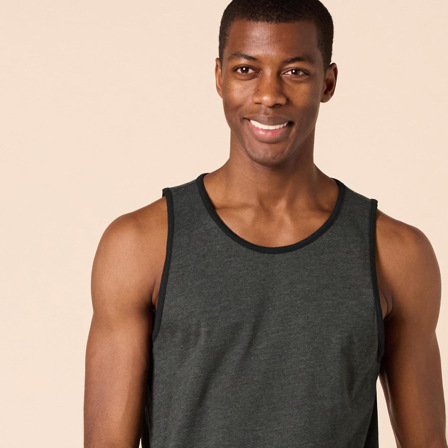 Amazon Essentials Men's Regular-Fit Tank Top, Black Charcoal Heather, X-Small