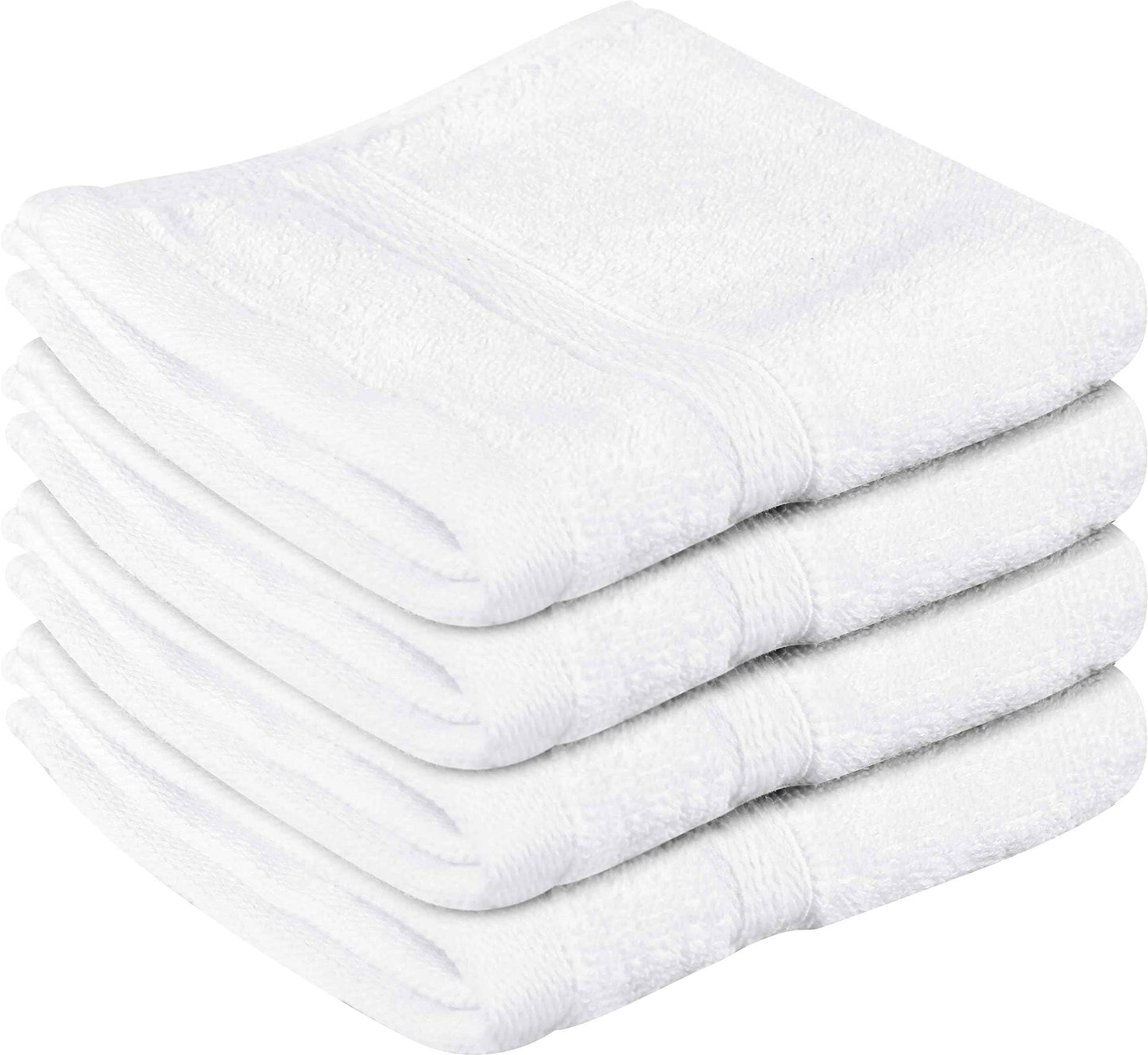 Towel and Linen Mart 100% Cotton- Wash Cloth Set -Pack of 4,Quick Dry,Luxurious,Absorbent,Soft Feel Spa & Hotel Perfect for Daily Use (12X12 White)