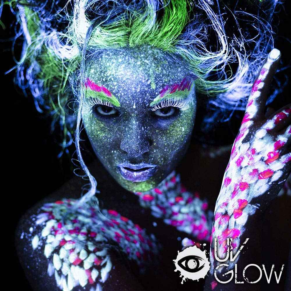 UV Glow Blacklight Face and Body Paint 1.7oz - Set of 8 Tubes - Neon Fluorescent