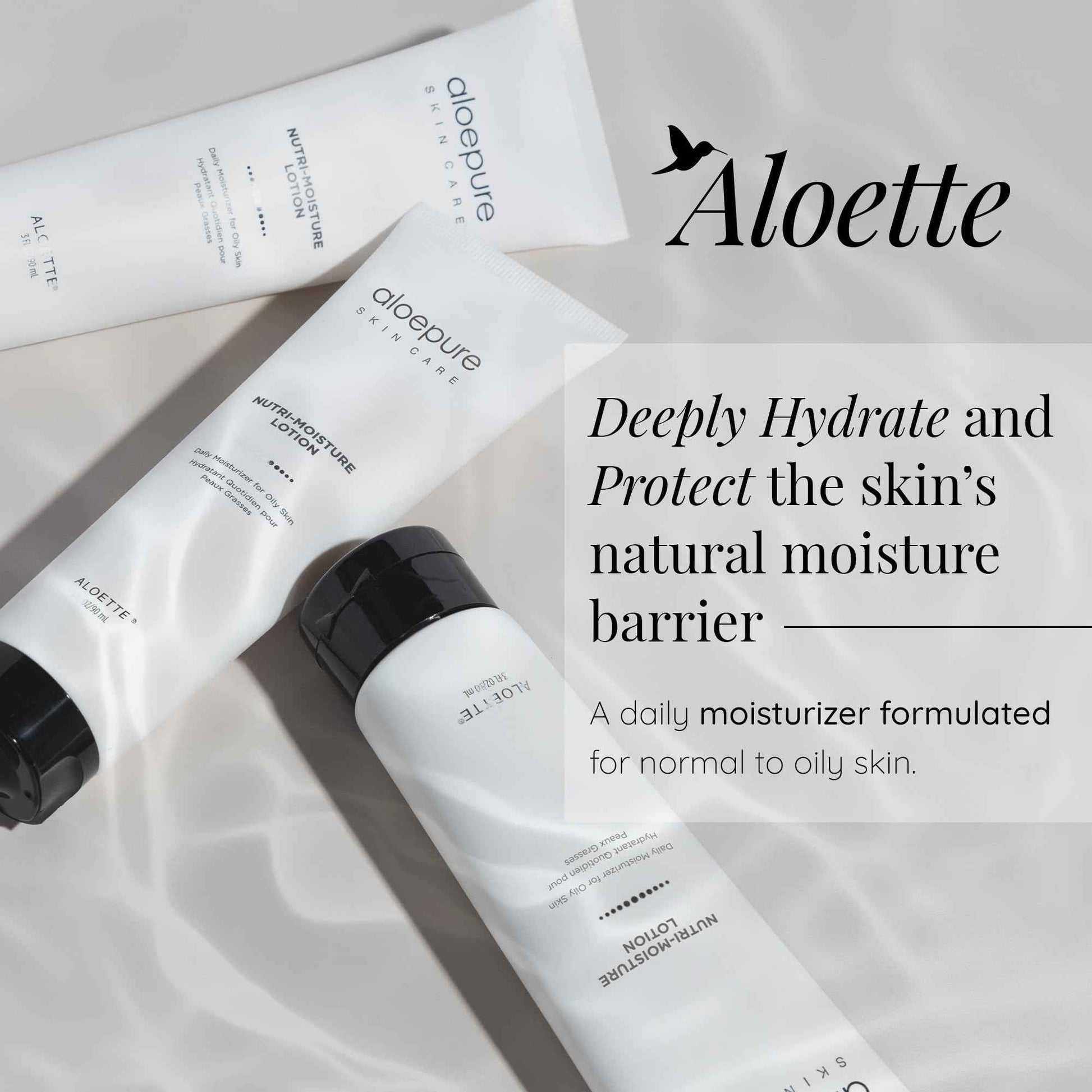 Aloette Facial Moisturizer for Oily & Irritable Skin, Nutri Moisture Lotion - Lightweight Daily Moisturizer for Uneven Skin Tone, Breakouts & Acne - Moisturizing, Hydrating & Soothing Face Cream