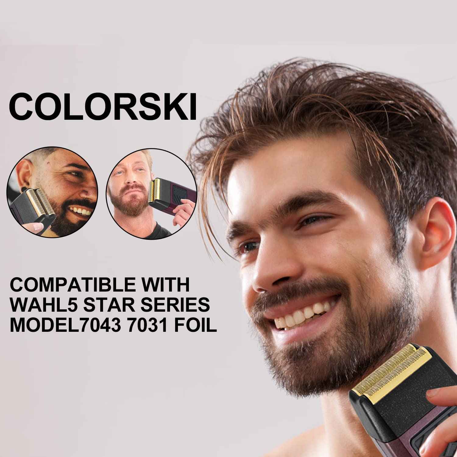 2 pcs Professional 5 Star Series Finale Shaver Shaper Replacement Super Close Gold Foil and Cutter Bar Assembly, Compatible with Wahl Shaver Foil Model 7043-100,Shaving for Barbers and Stylists