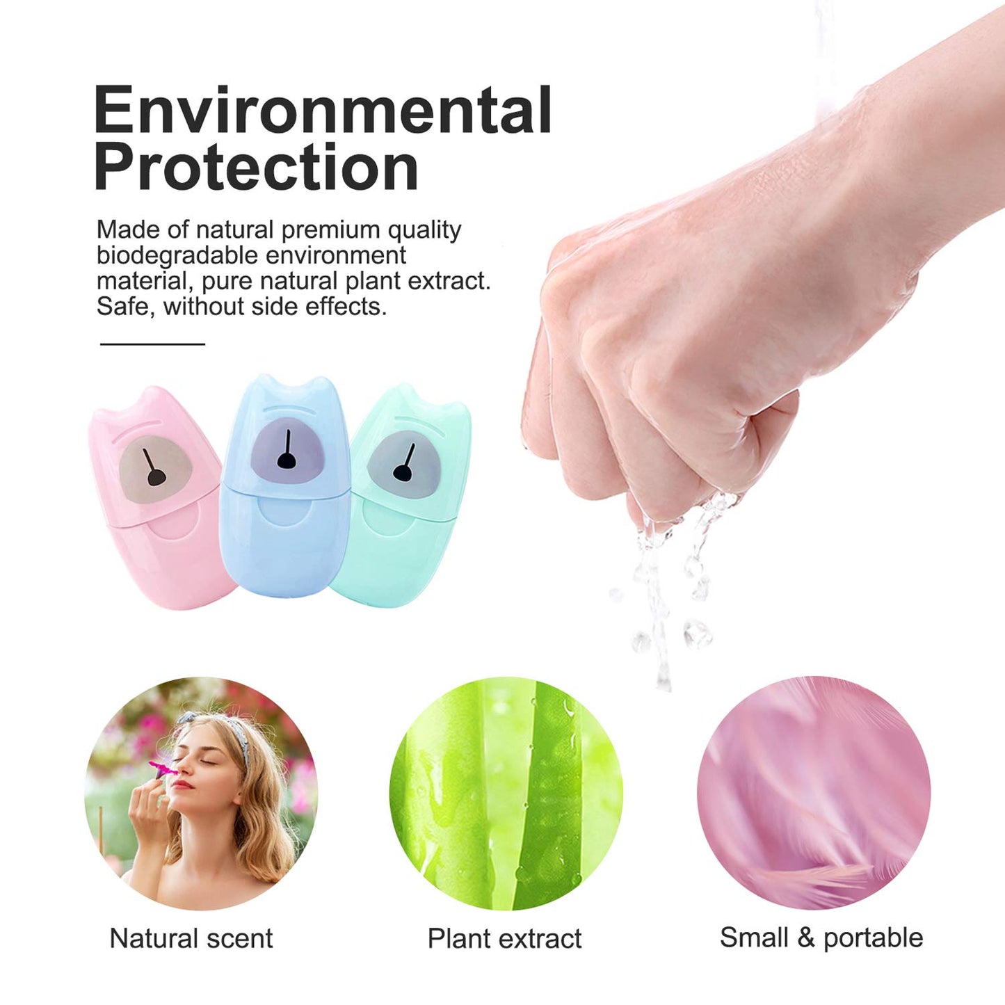 Portable Disposable Soap Sheets, Mini Portable Hand Washing Travel Hiking Washing Hand Bath Toiletry Paper Soap Sheets Bathing Soap (6 Boxes)