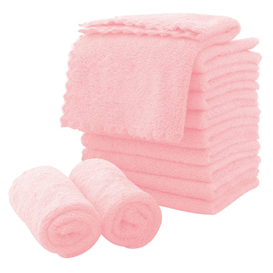 Microfiber Facial Cloths Fast Drying Washcloth 12 pack - Premium Soft Makeup Remover Cloths - Pink