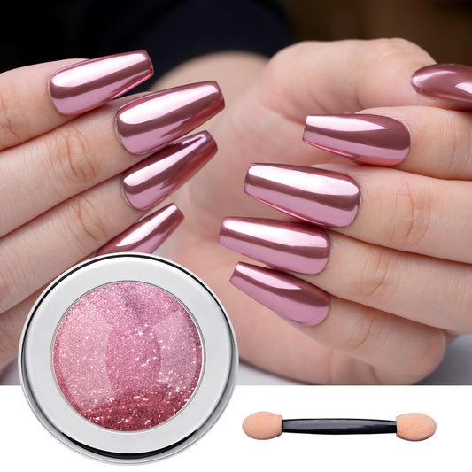 PrettyDiva Chrome Nail Powder Rose Gold Nail Art Powder Mirror Effect Metallic Chrome Nail Powder Mirror Pigment for Nail Art Decoration