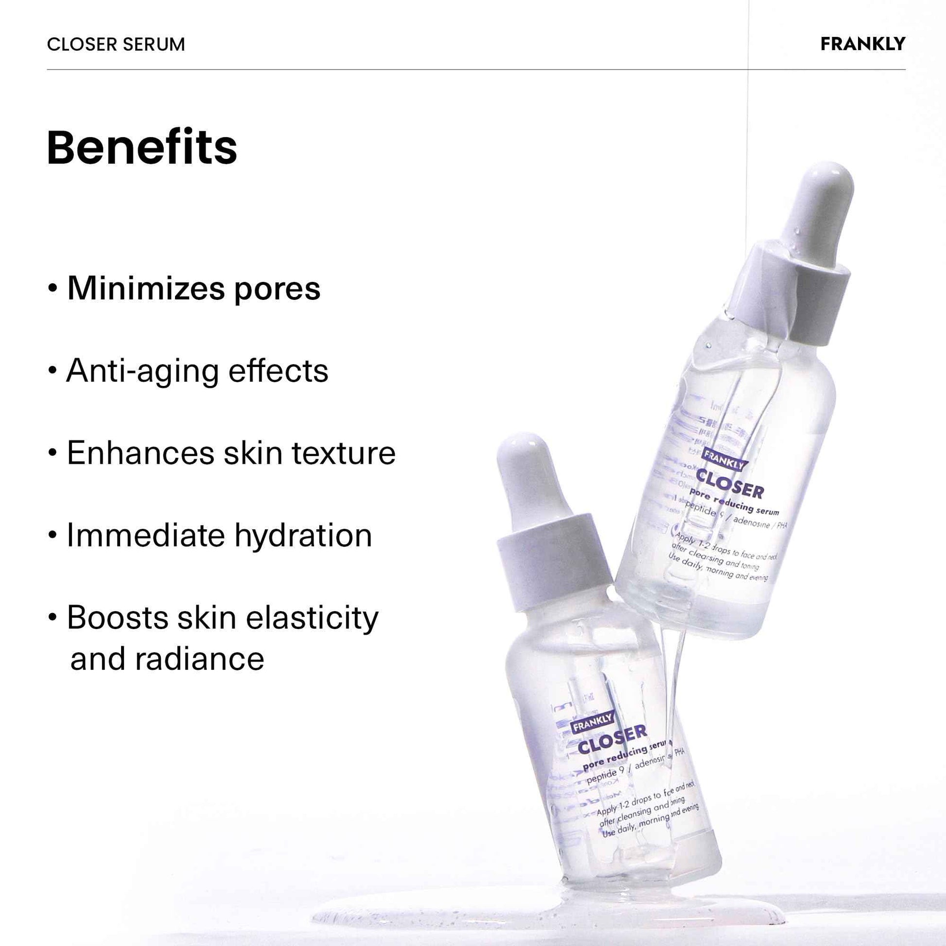 FRANKLY Ultimate Pore Care Set – Cleansing Oil, Closer Serum, AHA 8.05% Toner | BHA & LHA Cleanser + Peptide Serum | Vegan Korean Skincare | Christmas Gifts