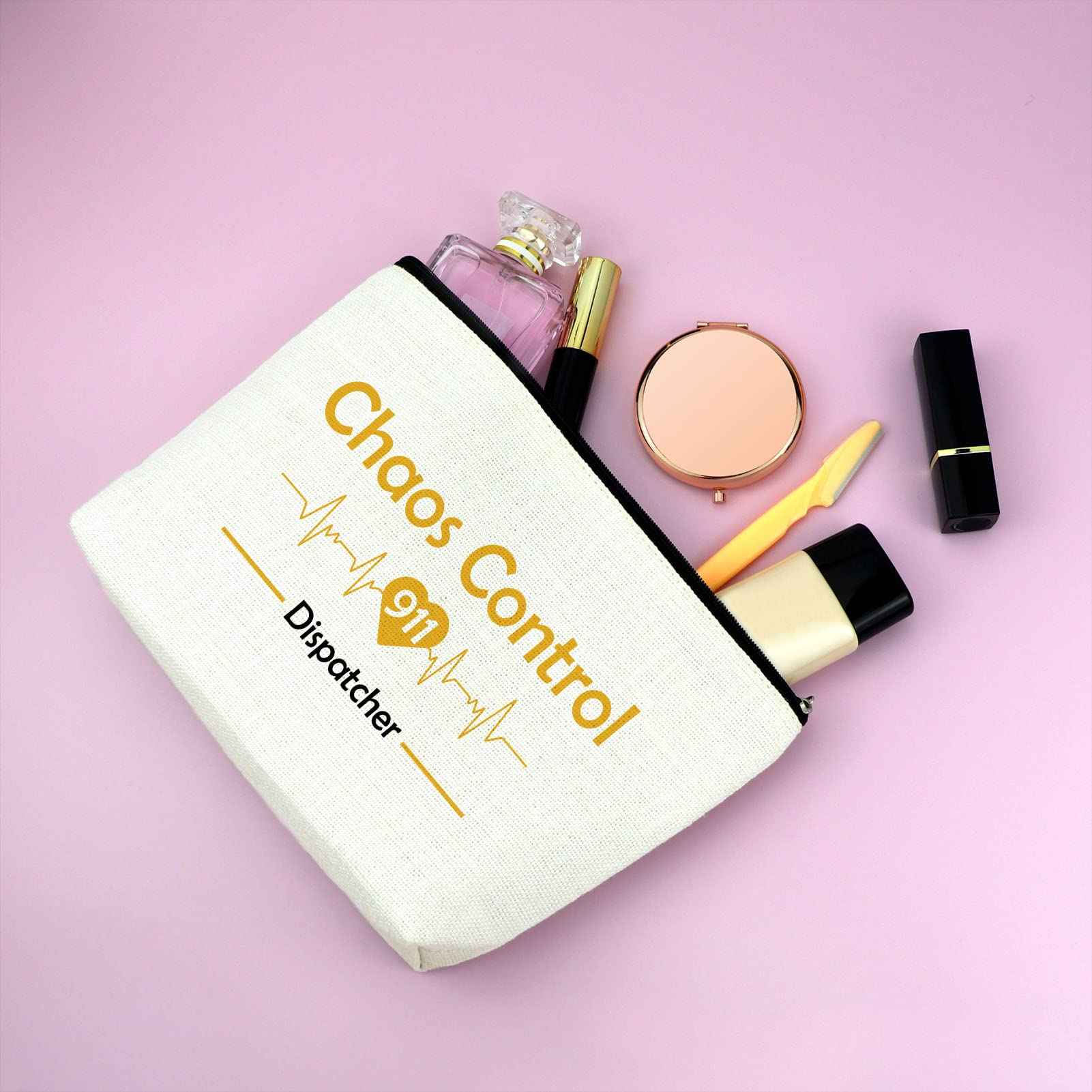 911 Dispatch Makeup Bag Dispatcher Gift Chaos Control 911 Dispatch Cosmetic Bag Thank You Gift for 911 Dispatcher 911 Operator Emergency Dispatcher Gift Birthday Gift for Dispatcher Travel Pouch