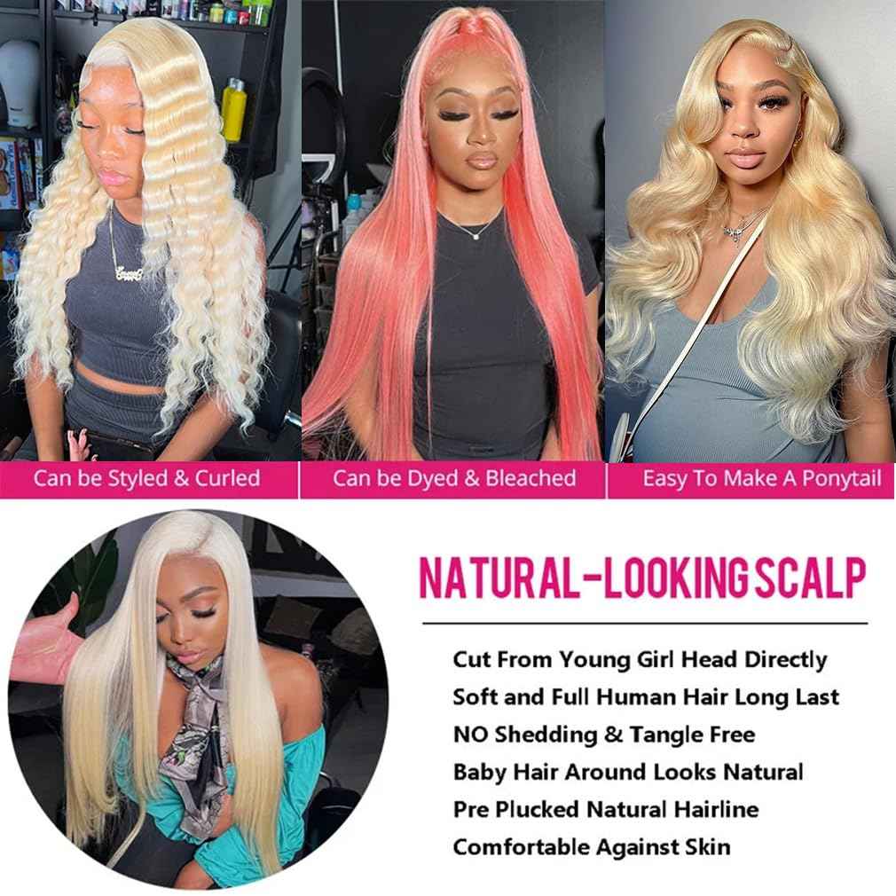 613 Bundles Human Hair Straight Blonde Human Hair Bundles 100% Unprocessed 12A Brazilian Bundle Straight Bundle 16 Inch Hair Extensions