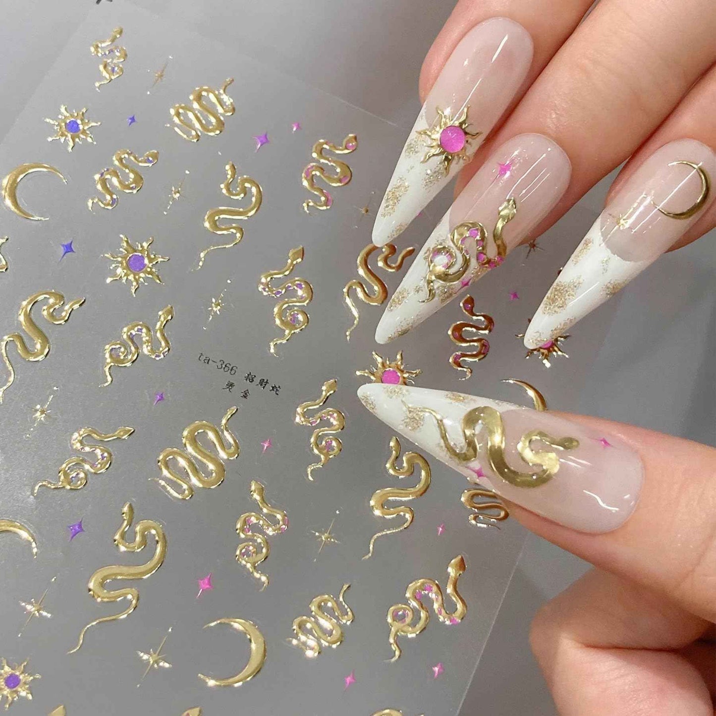 Dedyel Snake Nail Stickers 5D Embossed Animal Self-Adhesive Nail Decals for Women Girls Kids Nail Art Decoration