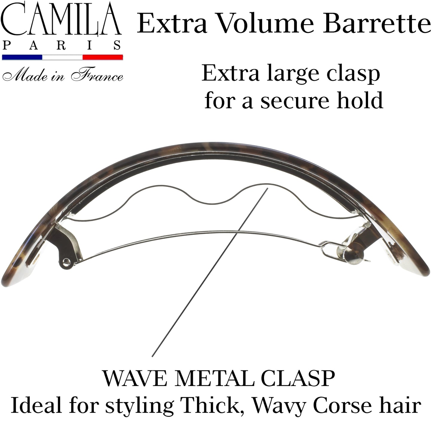 Camila Paris CP3571 French Hair Barrette Clip for Girls for Thick Curly Wavy Long Hair, Strong Hold Grip Hair Clips for Women, Automatic, No Slip Styling Girls Hair Accessories, Handmade in France