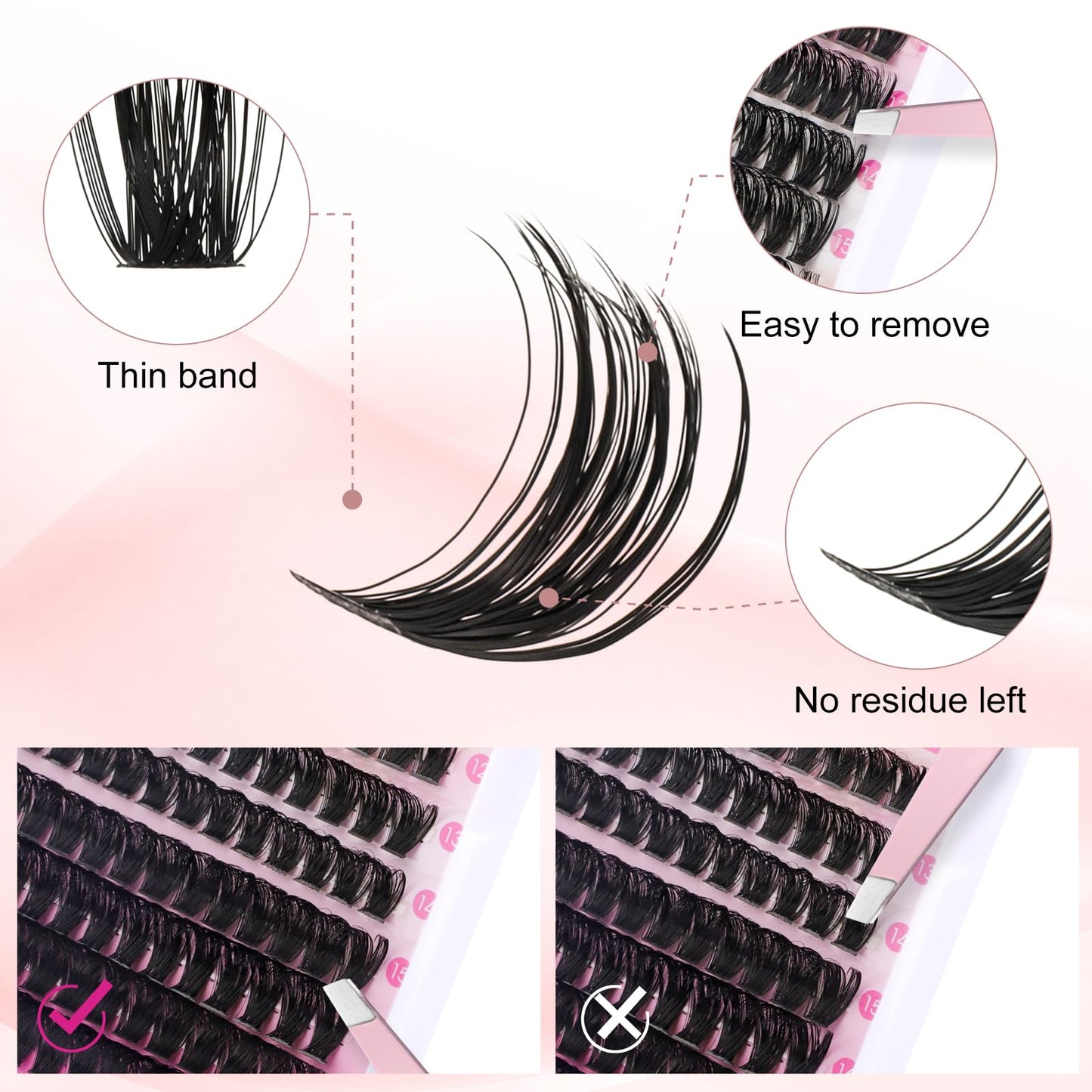 FADLASH Lash Extension DIY Kit Volume Fluffy Lash Clusters D Curl Cluster Lashes with Lash Bond and Seal Lash Tweezers for DIY Eyelash Extension at Home for Self Use（Kit 60D+80D-0.07D-12-18MIX）