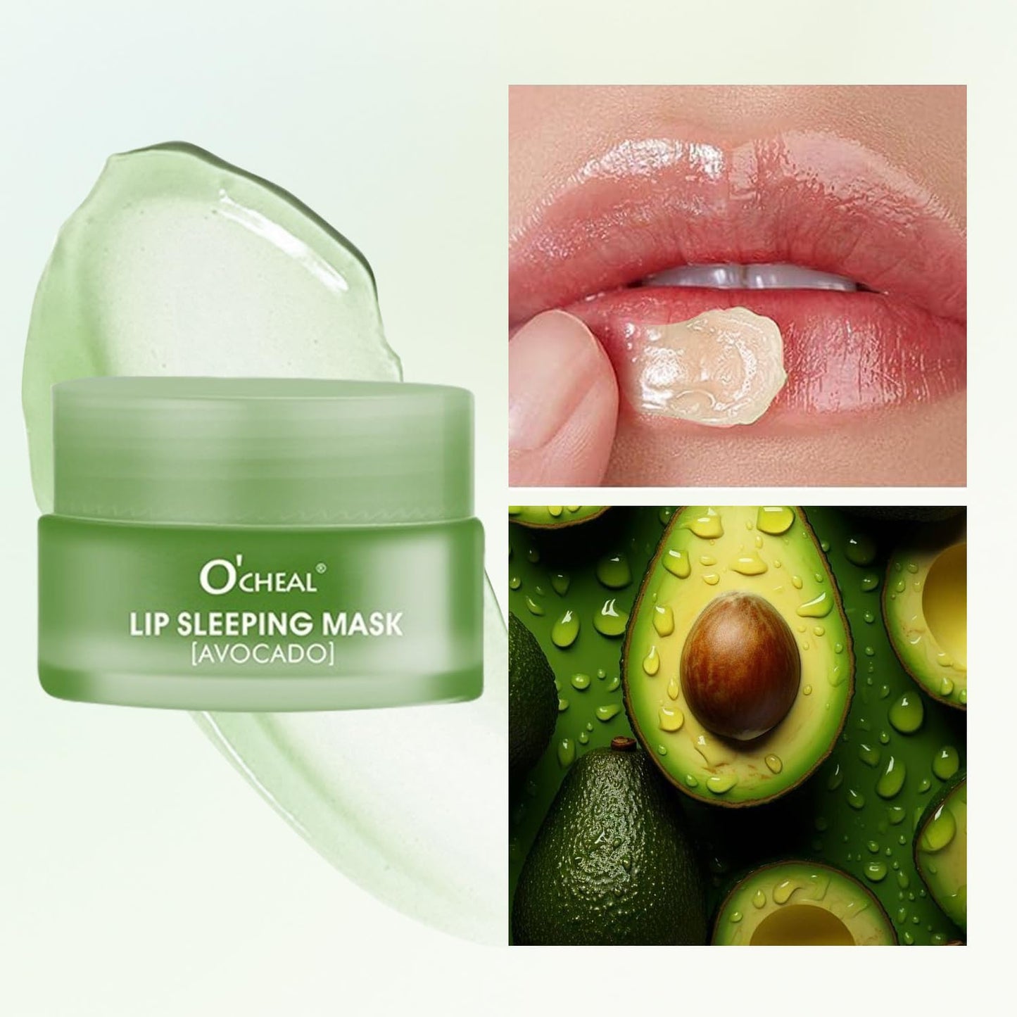 Lip Sleeping Mask Overnight Moisturizer Balm, Berry Lip Mask, Day and Night Repair Lip Balm for Improves Dryness Cracked, Moisturize Nourish Lip Scrubs Exfoliate Reduce Lip Lines (Avocado)