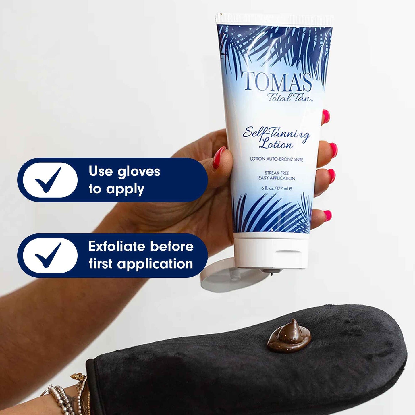 Toma's Total Tan Self-Tanning Lotion Instant Self Tanner - Whole Body Natural Looking Golden Bronze - Non-Sticky Streak-Free Application for Women & Men - Paraben-Free, Cruelty-Free - 6 oz