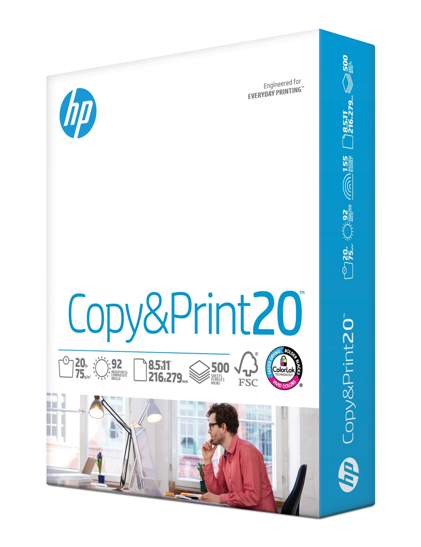 HP Printer Paper | 8.5 x 11 Paper | Copy &Print 20 lb | 1 Ream Case - 500 Sheets| 92 Bright | Made in USA - FSC Certified | 200060