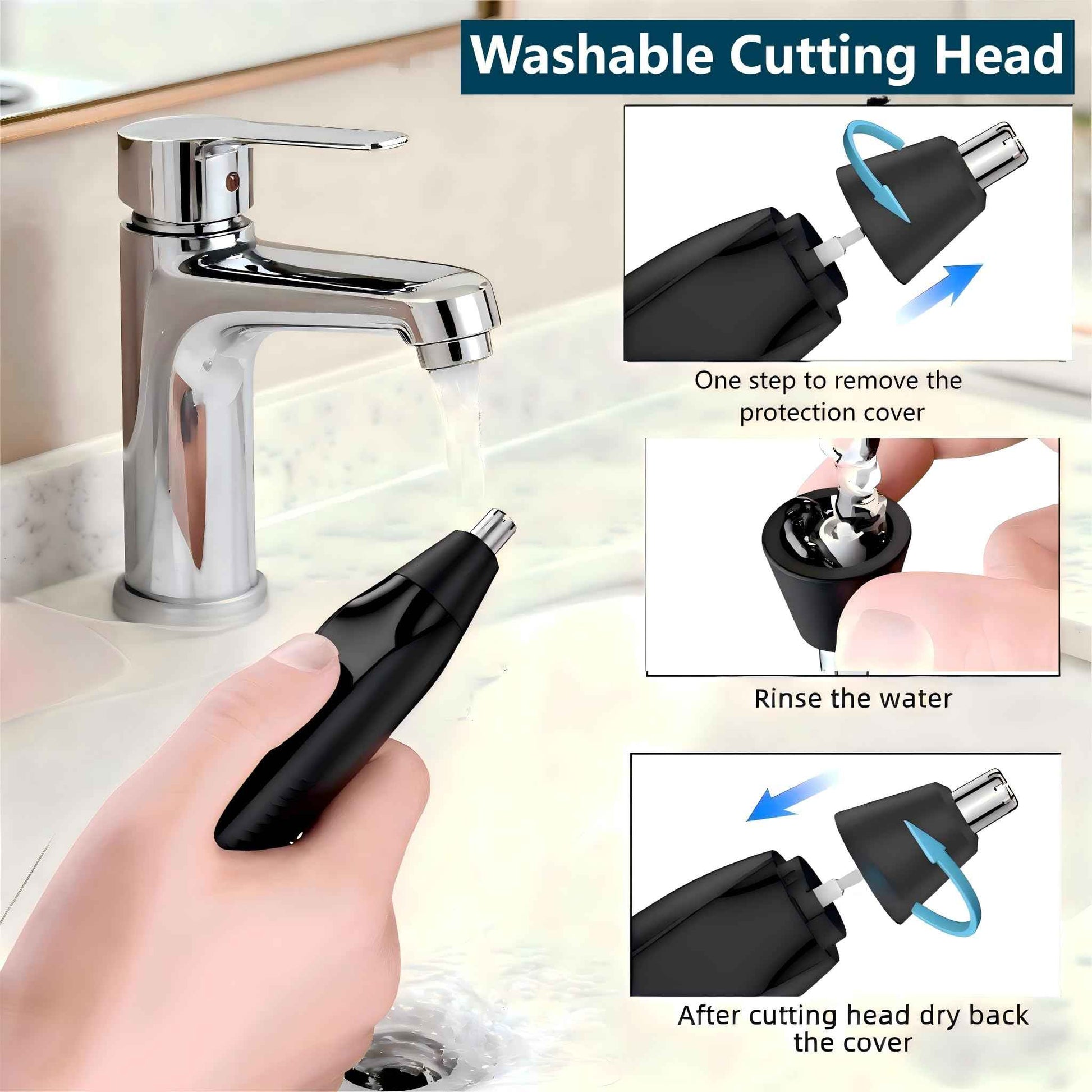 VBXBKC Ear and Nose Hair Trimmer for Men, 2025 Professional Painless USB Rechargeable Eyebrow & Facial Electric Hair Trimmer for Men Women, Powerful Motor, Dual Edge Blades (Black-UC01)