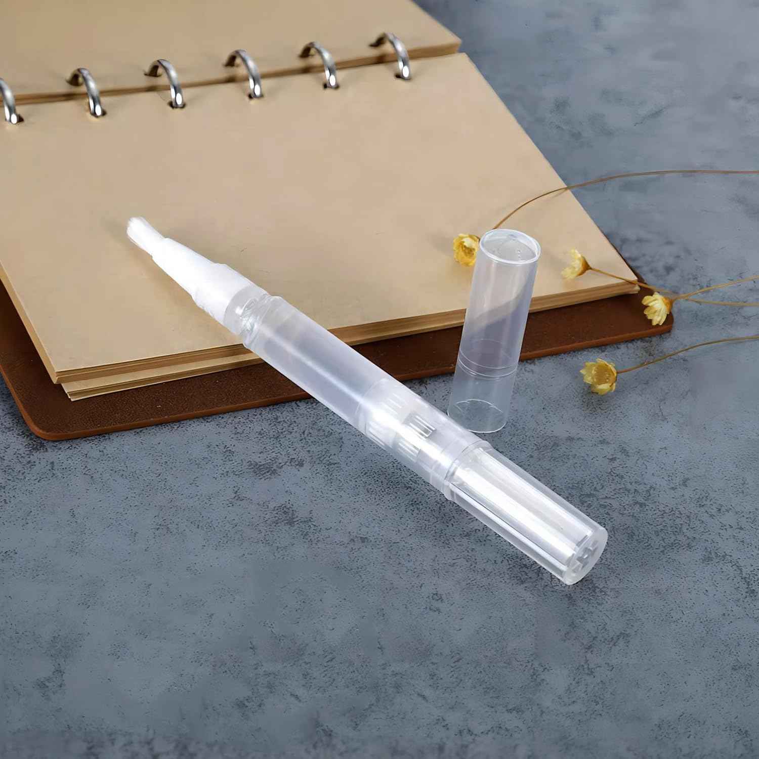 30 Pack 5 ML Cuticle Oil Pens, Empty Nail Oil Pen Transparent Twist Pens with Brush Tip Cosmetic Lip Gloss Containers Applicators Eyelash Growth Liquid Tube with Sticker