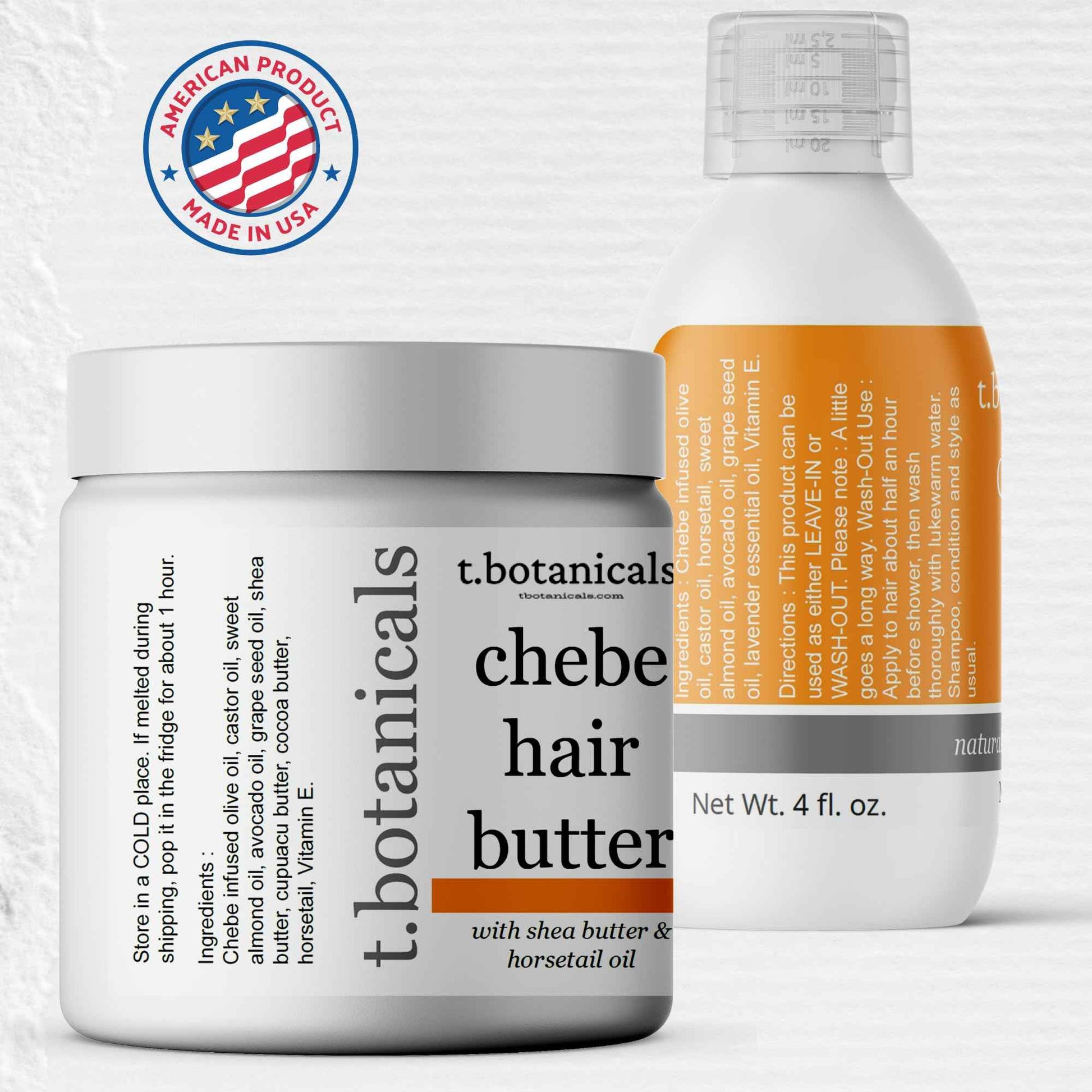 Oil and Butter Hair Growth Set from Chad Africa - 4 oz Organic Chebe Oil, 8 oz Chebe Butter with Horsetail (Lavender)