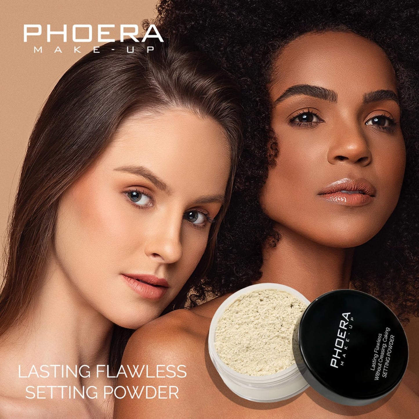 PHOERA Foundation Full Coverage,PHOERA Face Powder, Soft Focus Setting Powder, PHOERA Makeup Lightweight Wrinkles Matte Natural Finish for a Flawless Complexion (104 Buff Beige+N.02 Cool Beige)