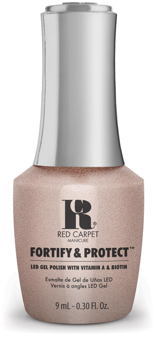 Red Carpet Manicure Fortify & Protect Nude Crème Gel Polish for Strong, Healthy Nails - Infused with Vitamin A & Biotin - (Nude Outlook) Led Nail Gel Color, 0.3 Fl Oz