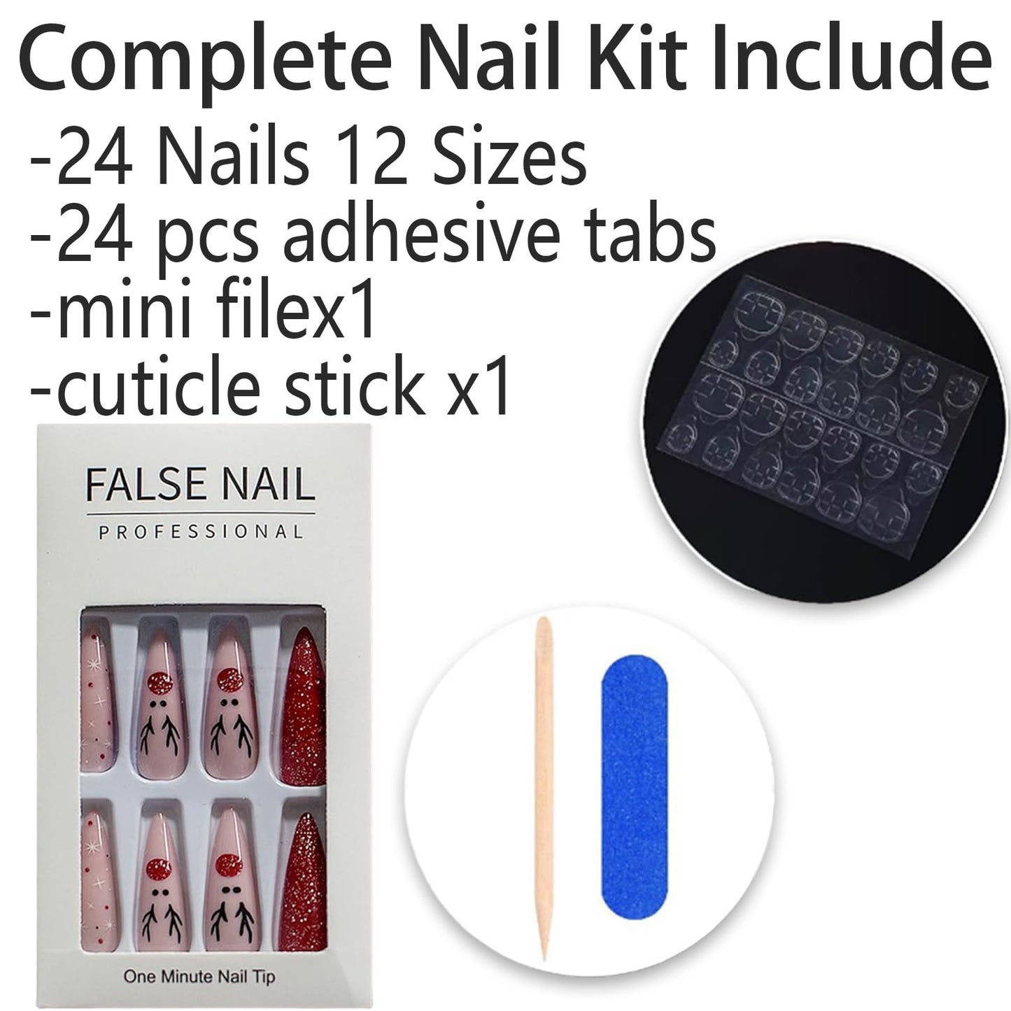 24PCS Christmas Press on Nails Long Almond Fake Nails with Pink Elk Glitter Red White Checkered Design False Nails Winter Christmas Glue on nails Red Nose Snow Stick on Nails Acrylic Nails for Women