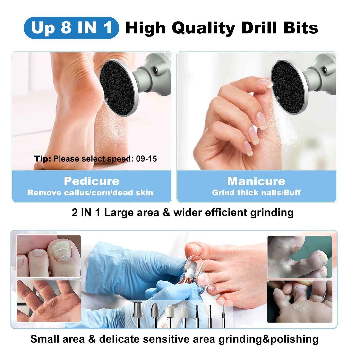 Electric Foot Callus Remover,Cordless Electric Foot File with LED Light,5000RPM-Faster Callus Remover for Feet,8-in-1 Foot Scrubber Perfect for Dead,Hard Cracked Dry Skin,Thick Toenail Ideal Gift