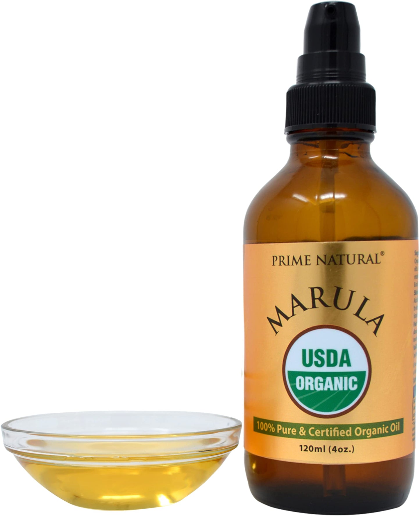 Organic Marula Oil 4oz/120ml - USDA Certified - Cold Pressed, Unrefined, Virgin - 100% Pure, Natural, Vegan, Best for Face, Body, Hair, Nails, Skin Care