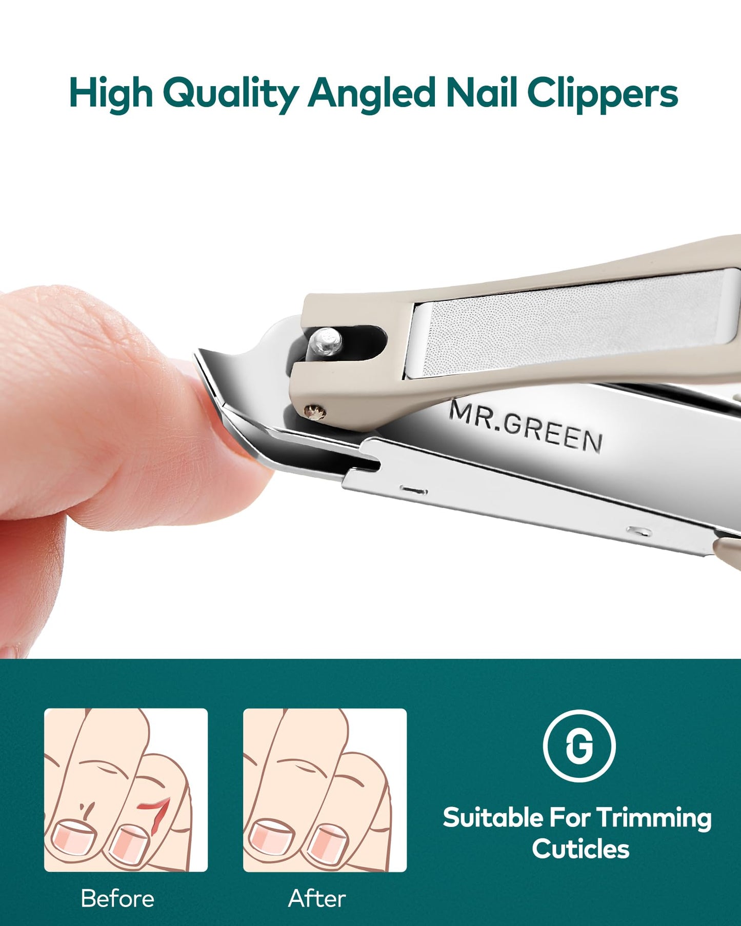 Nail Clipper with Catcher, Slanted Edge Nail Cutting Clippers Stainless Steel Fingernail Cutter Trim with File for Men and Women