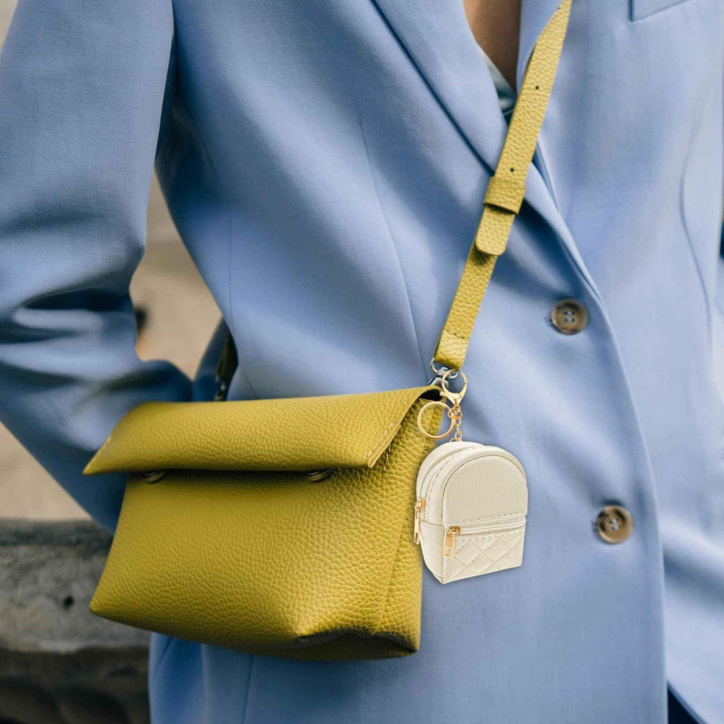 4 Pcs Mini Backpack Cosmetic Bag Keychain PU Leather Lipstick Holder Cute Case Coin Purse Wallet Card Holder Data Cable Organizer Zipper Pouch Portable Travel Storage Bag for Women