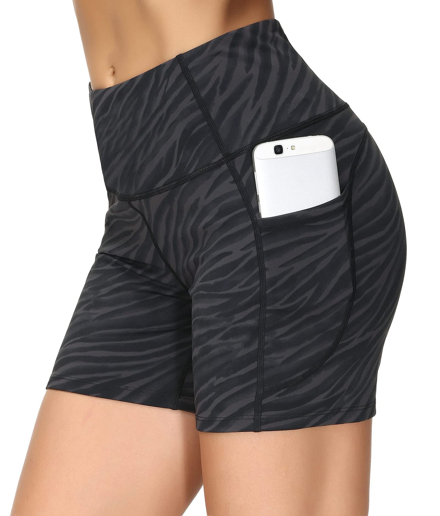 THE GYM PEOPLE High Waist Yoga Shorts for Women's Tummy Control Fitness Athletic Workout Running Shorts with Deep Pockets