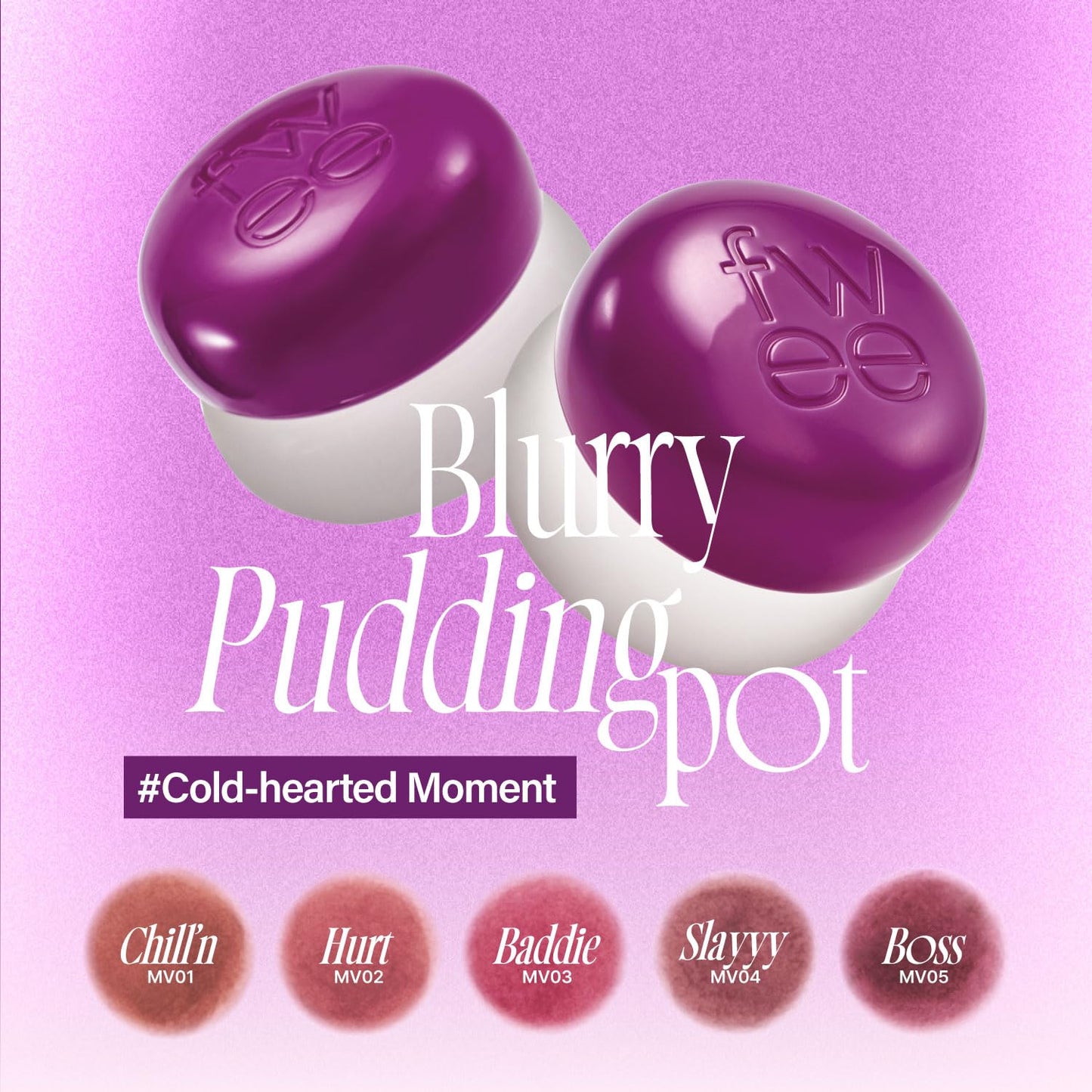 fwee Lip&Cheek Blurry Pudding Pot | Cold-hearted Moment - Chill'n | Makeup Blush, Buildable Lightweight, Multi-Use Soft Matte Finish | 5g