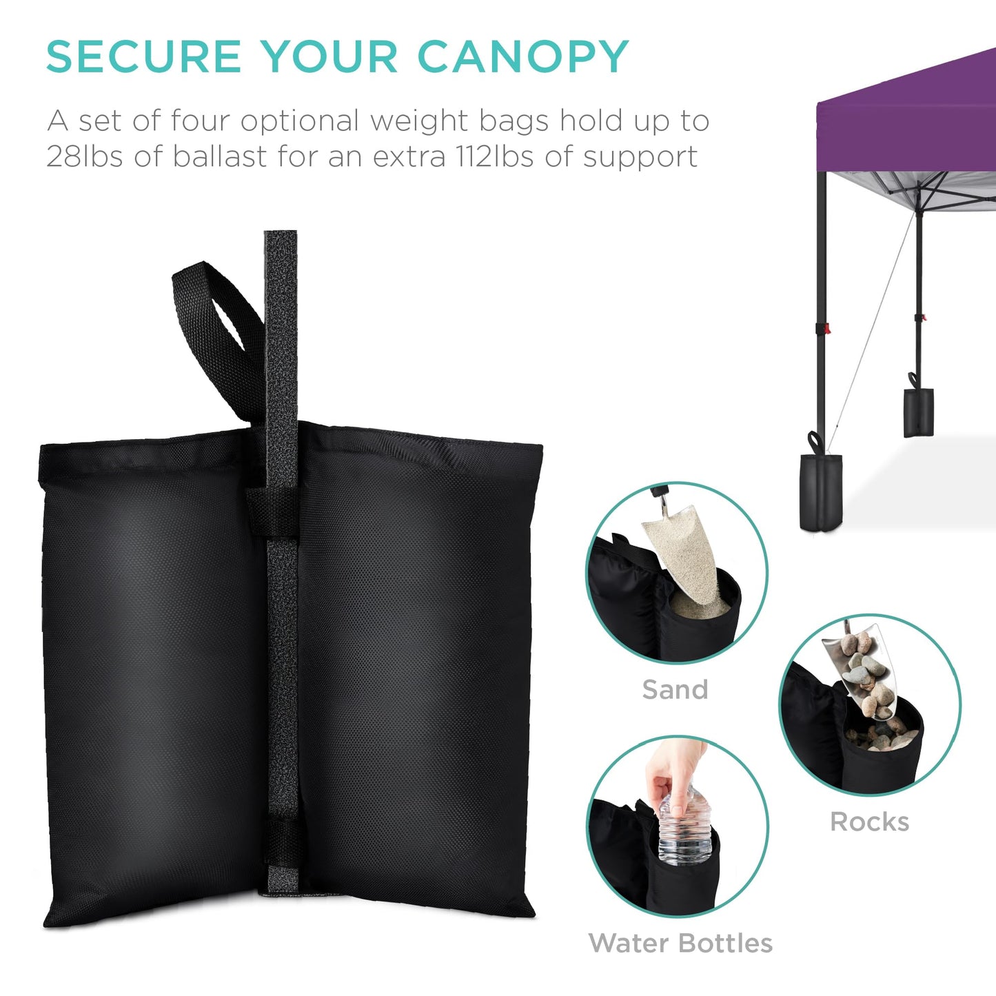 Best Choice Products 8x8ft 1-Person Setup Pop Up Canopy Tent Instant Portable Shelter w/ 1-Button Push, Case, 4 Weight Bags - Amethyst Purple